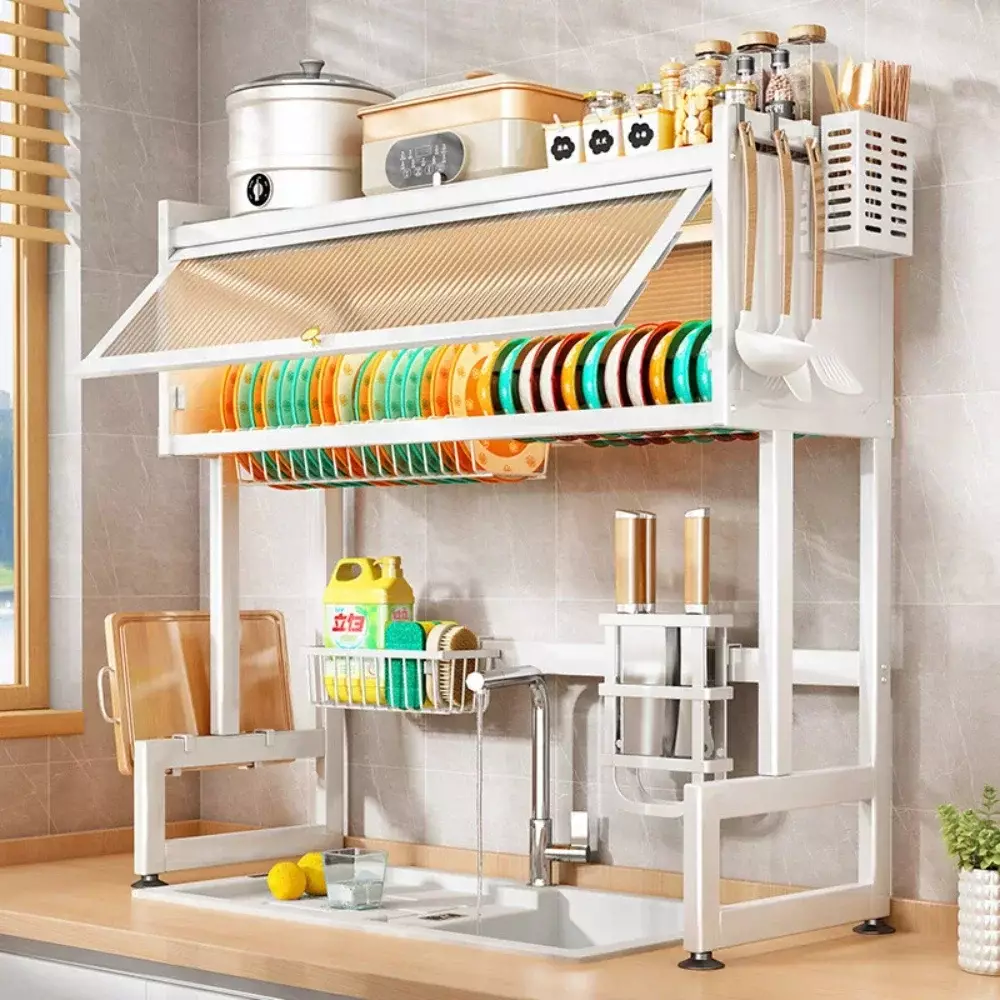 Égouttoir de Cuisine Multifonction Blanc 95cm