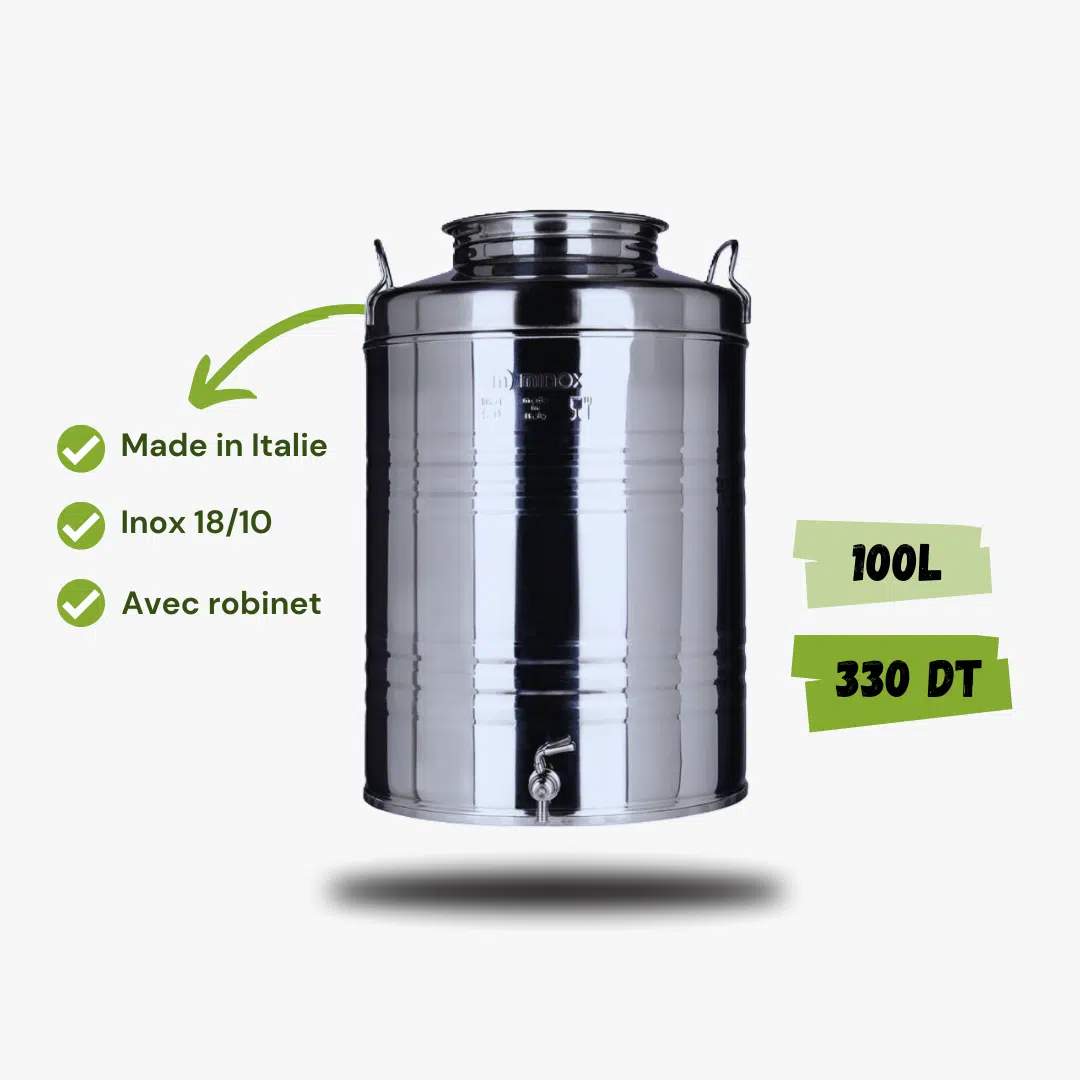 Citerne à Huile d'olive - Inox 18/10 - Avec Robinet
