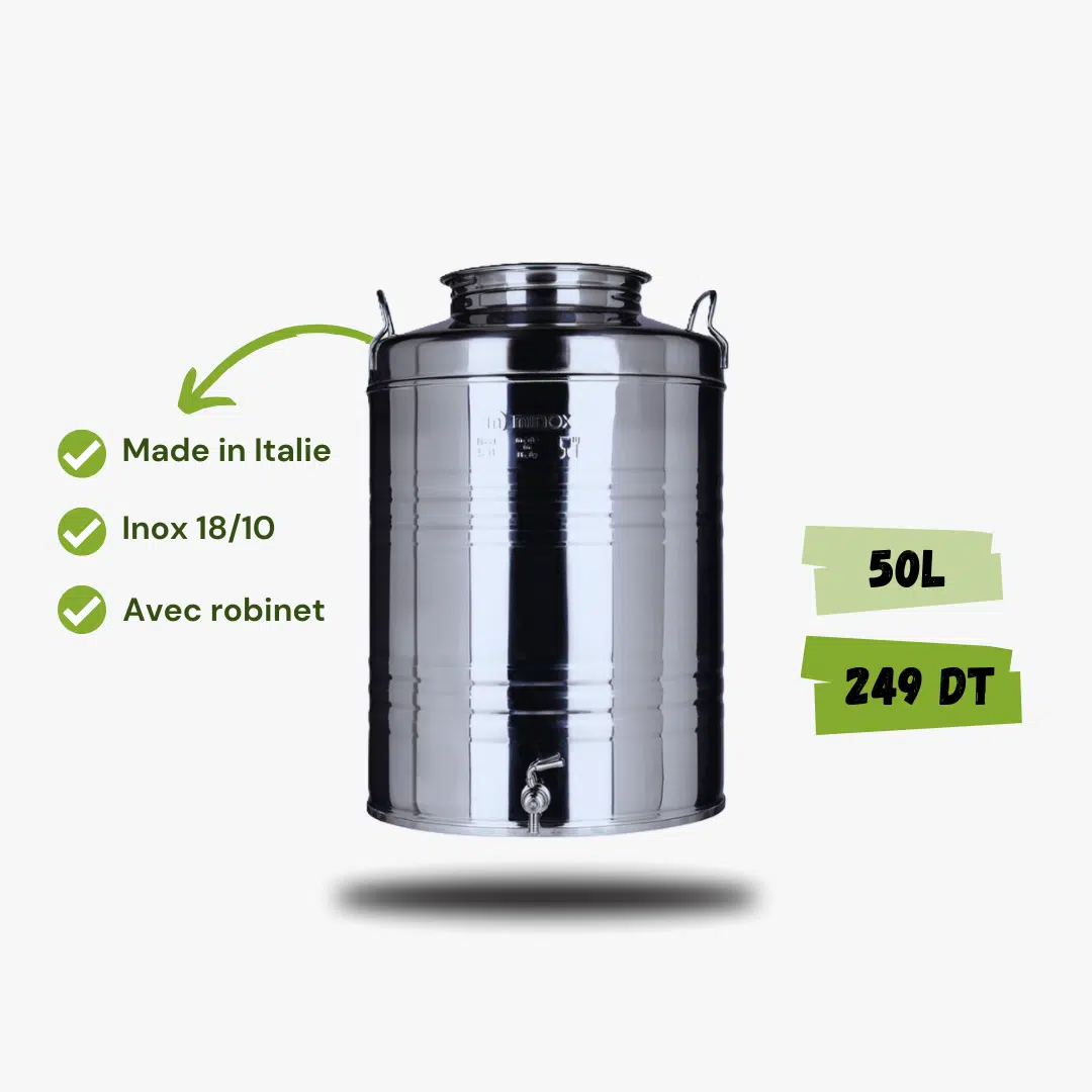 Citerne à Huile d'olive - Inox 18/10 - Avec Robinet