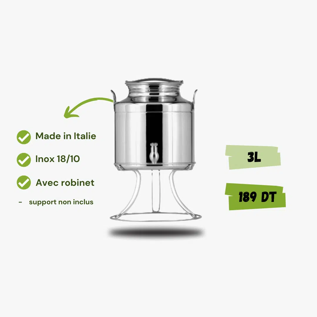 Citerne à Huile d'olive - Inox 18/10 - Avec Robinet