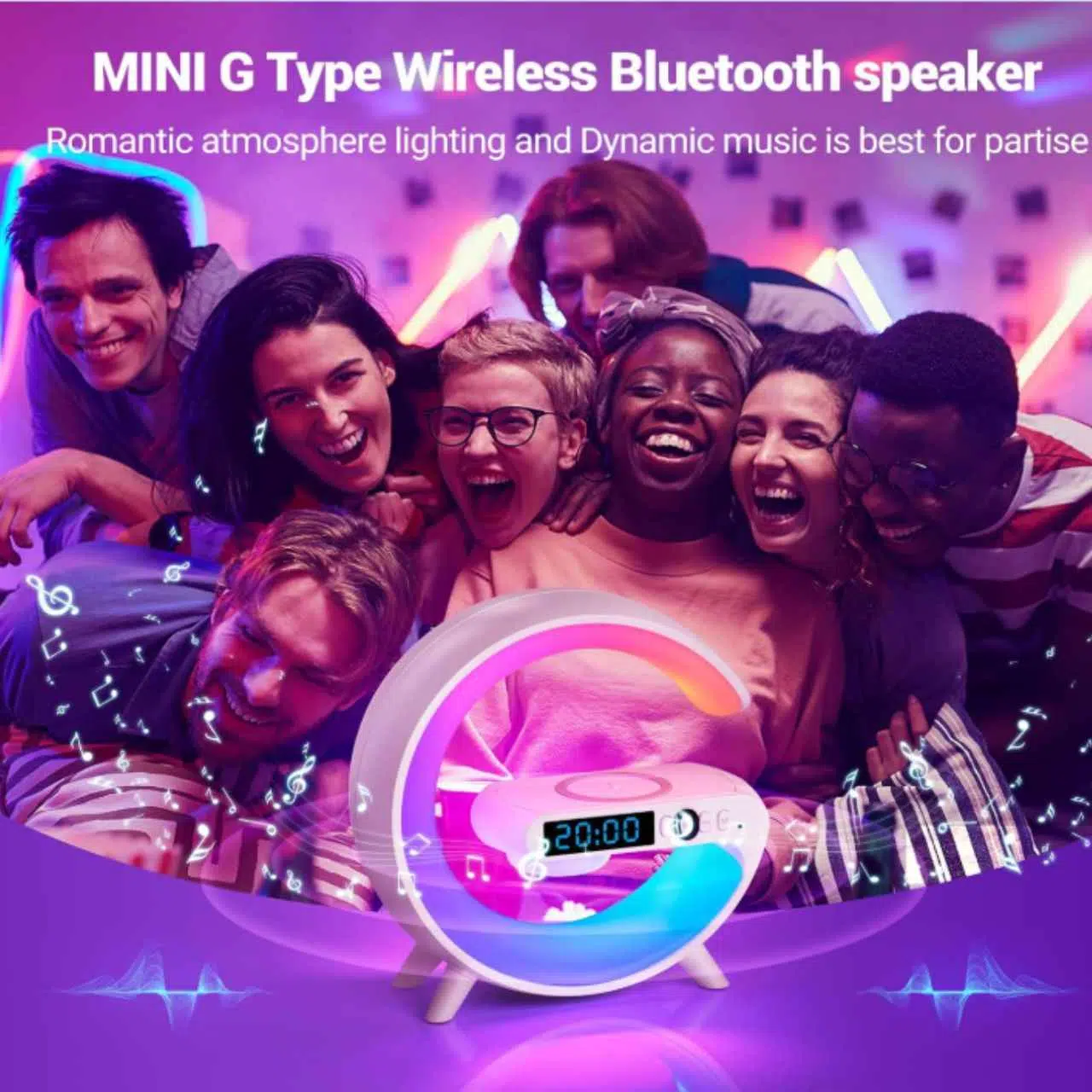 Smart Light Sound Machine 5 In 1 ( ساعة + منبه + إضاءة + مكبر صوت + شاحن لاسلكي )