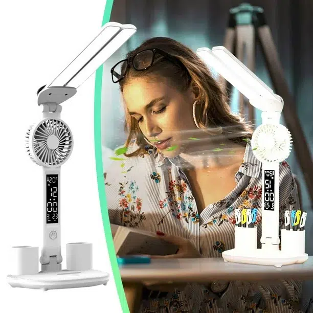 Lampe de Bureau Multifonctionnelle avec Ventilateur