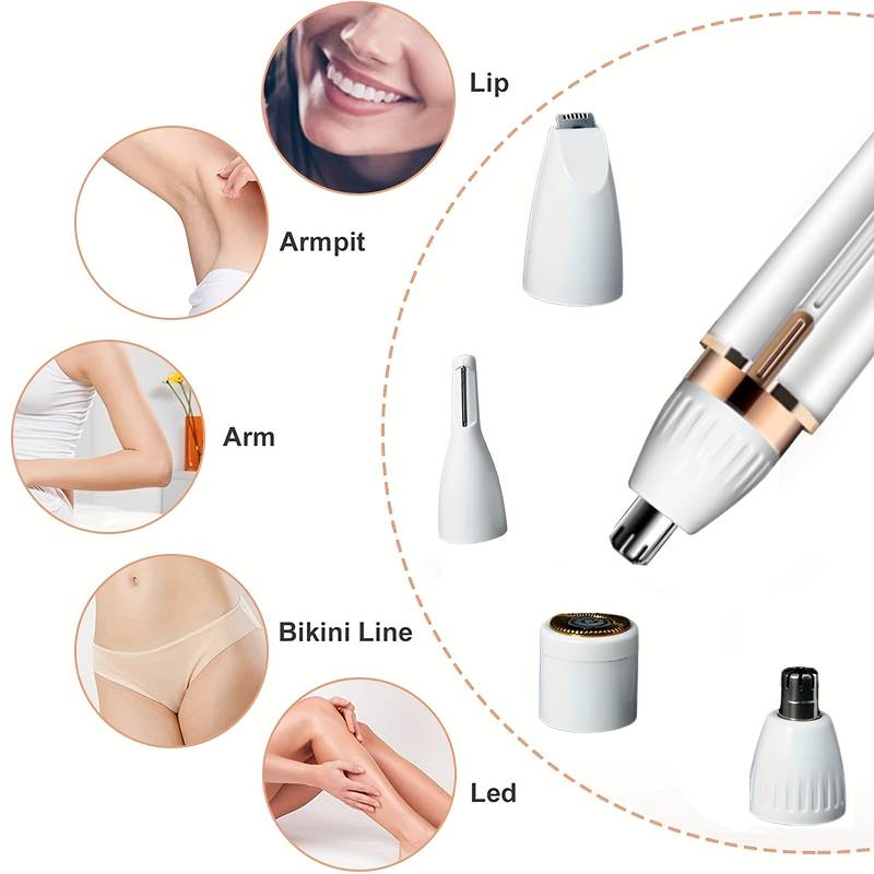 Épilateur facial électrique multifonctionnel 4 en 1 pour Sourcils , menton , joues , autour de la bouche ,nez , oreilles ...