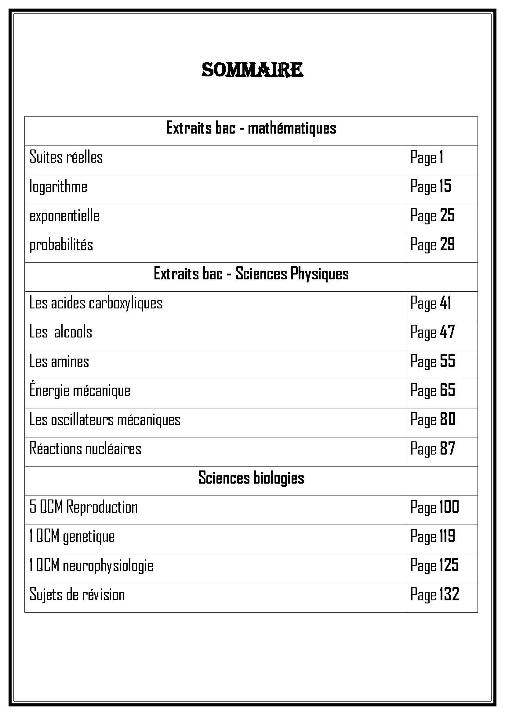 PHYSIQUE - MATHS -SCIENCES BIOLOGIES - TOUTE lANNEE - BAC SPORT