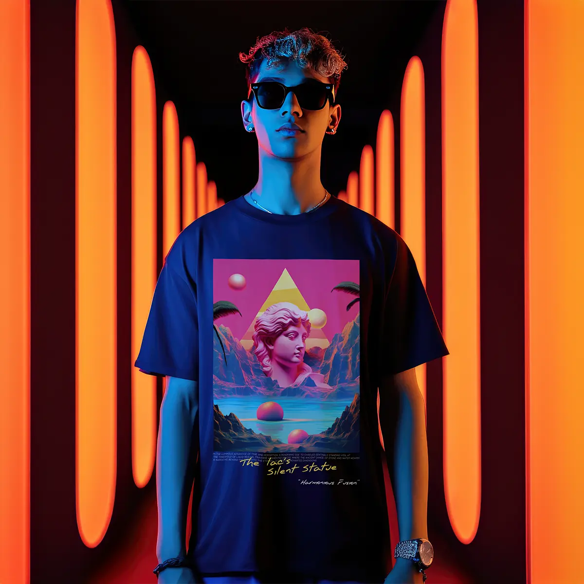 Harmonious Fusion Black T-shirt