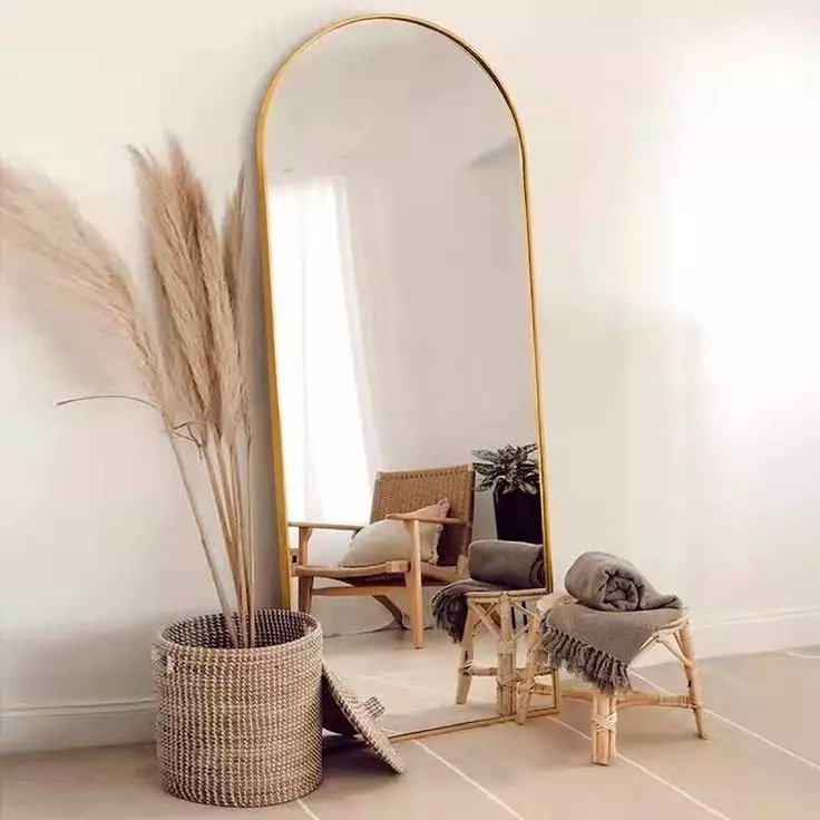 Miroir Arqué 170x70 cm – Cadre en Aluminium Dore
