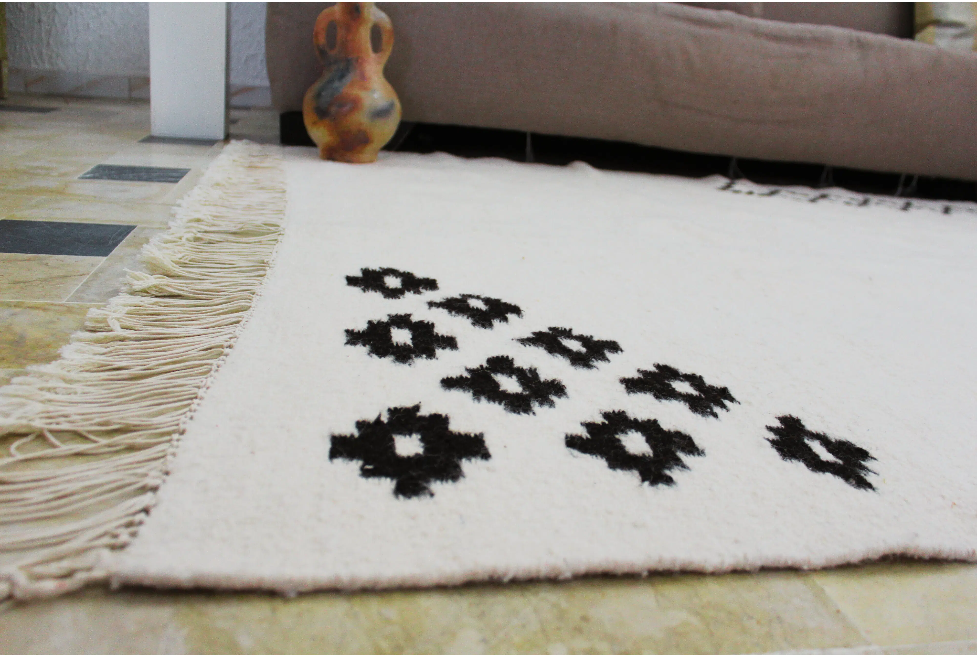 Tapis kilim berbère en laine fait main – 2 m x 1,5 m