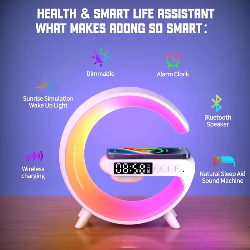 Haut-parleur veilleuse multifonctionnelle avec réveil Bluetooth lampe à LED