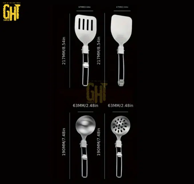 Set Ustensiles Cuisine Camping – 7 Pièces avec Sac Compact