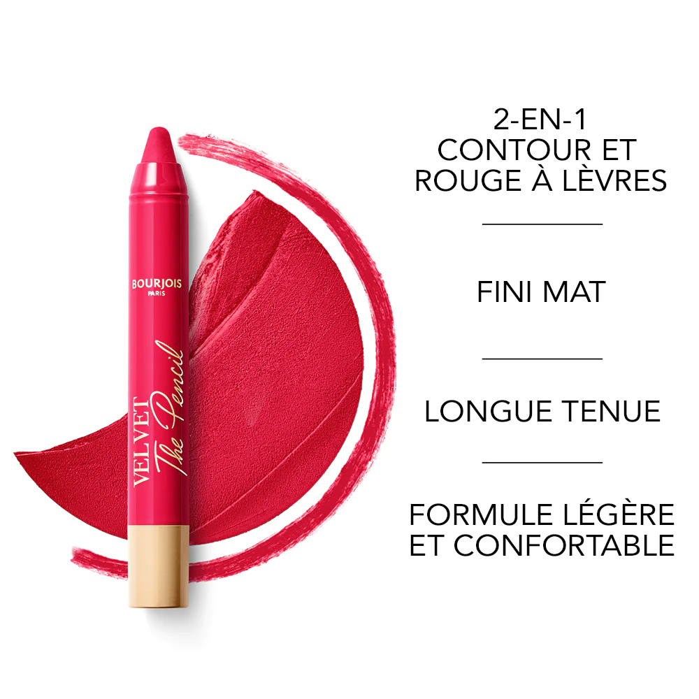 BOURJOIS - Crayon Rouge À Lèvres Velvet The Pencil 07 ROUGE ES-CARMIN