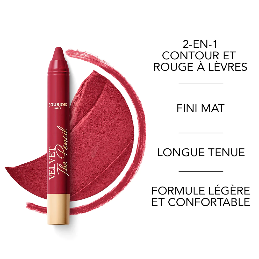 BOURJOIS - Crayon Rouge À Lèvres Velvet The Pencil 08 ROUGE DIVIN