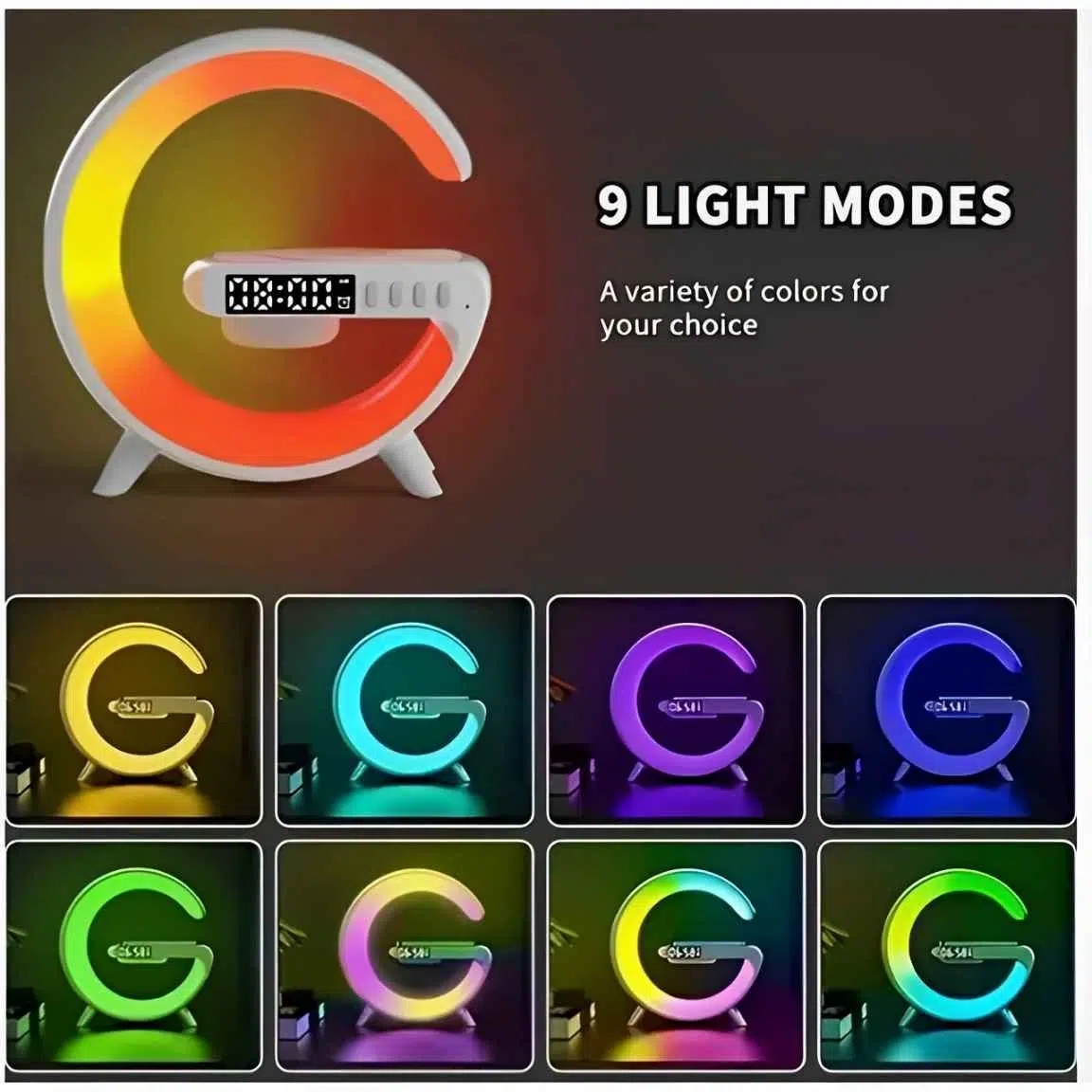Smart Light Sound Machine 5 In 1 ( ساعة + منبه + إضاءة + مكبر صوت + شاحن لاسلكي )