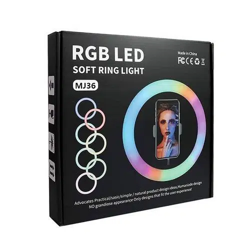 Ring Light 36cm - 18 Modes d'éclairage RGB - 3 Températures - 8 Niveaux de luminosités