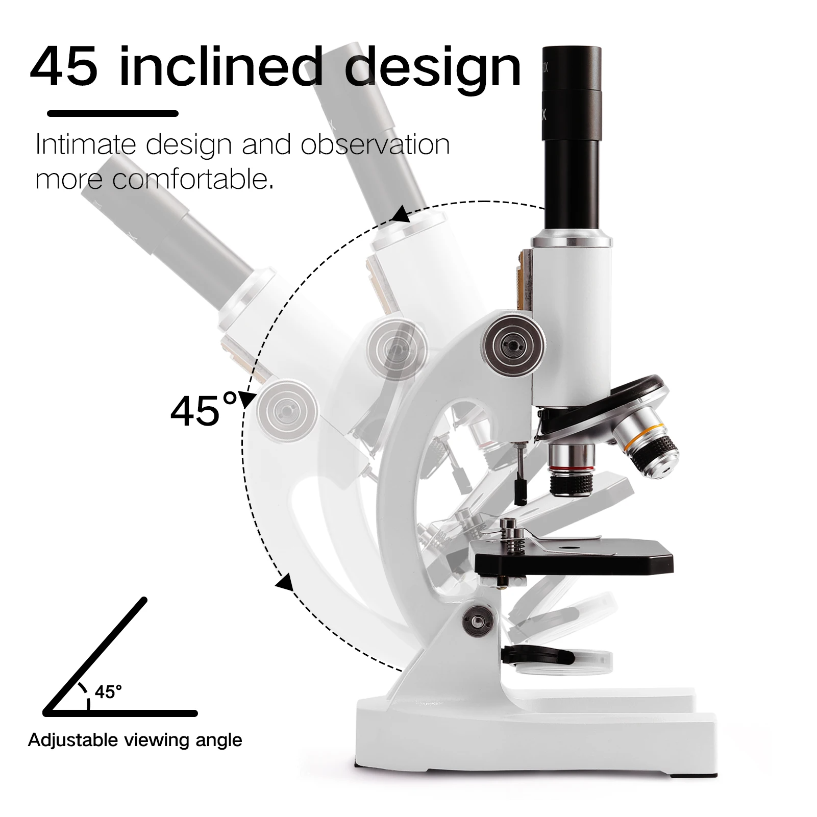 Microscope optique monoculaire 64X-2400X, pour enfants à l'école primaire, enseignement de la Science biologique expérimental, cadeau pour enfants microscopes