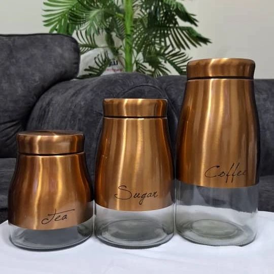 Bidon alimentaire en verre pour café, sucre, thé, bonbons avec boîtier en acier inoxydable