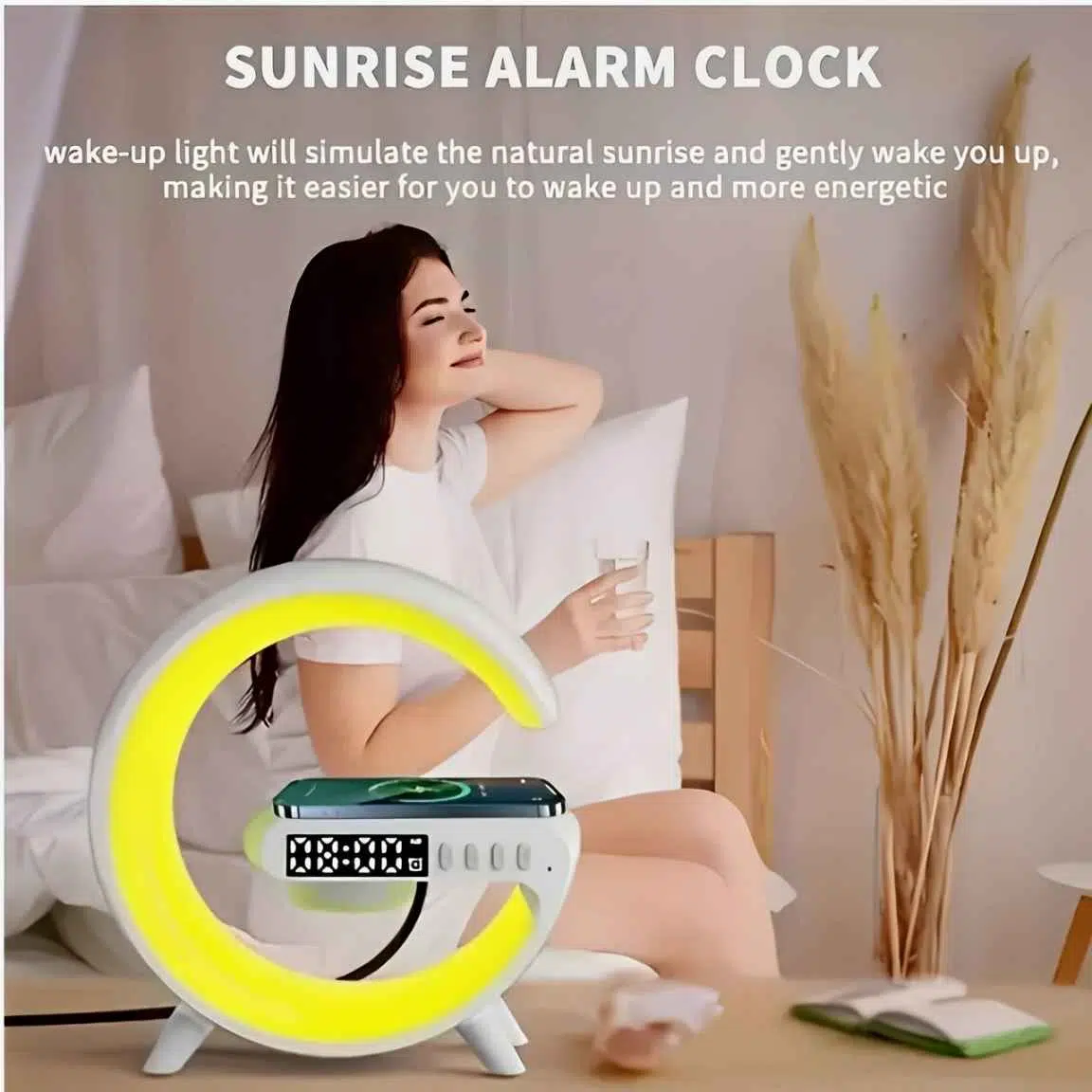 Smart Light Sound Machine 5 In 1 ( ساعة + منبه + إضاءة + مكبر صوت + شاحن لاسلكي )