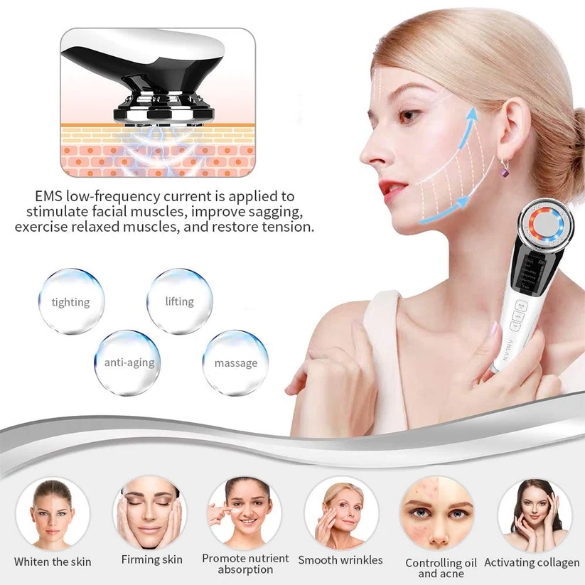 Appareil de beauté pour le visage de nettoyage et anti rides