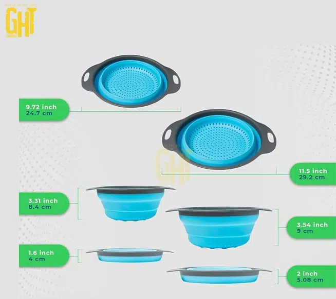 Set de Passoires Pliables en Silicone – 2 pièces (Grand + Petit)