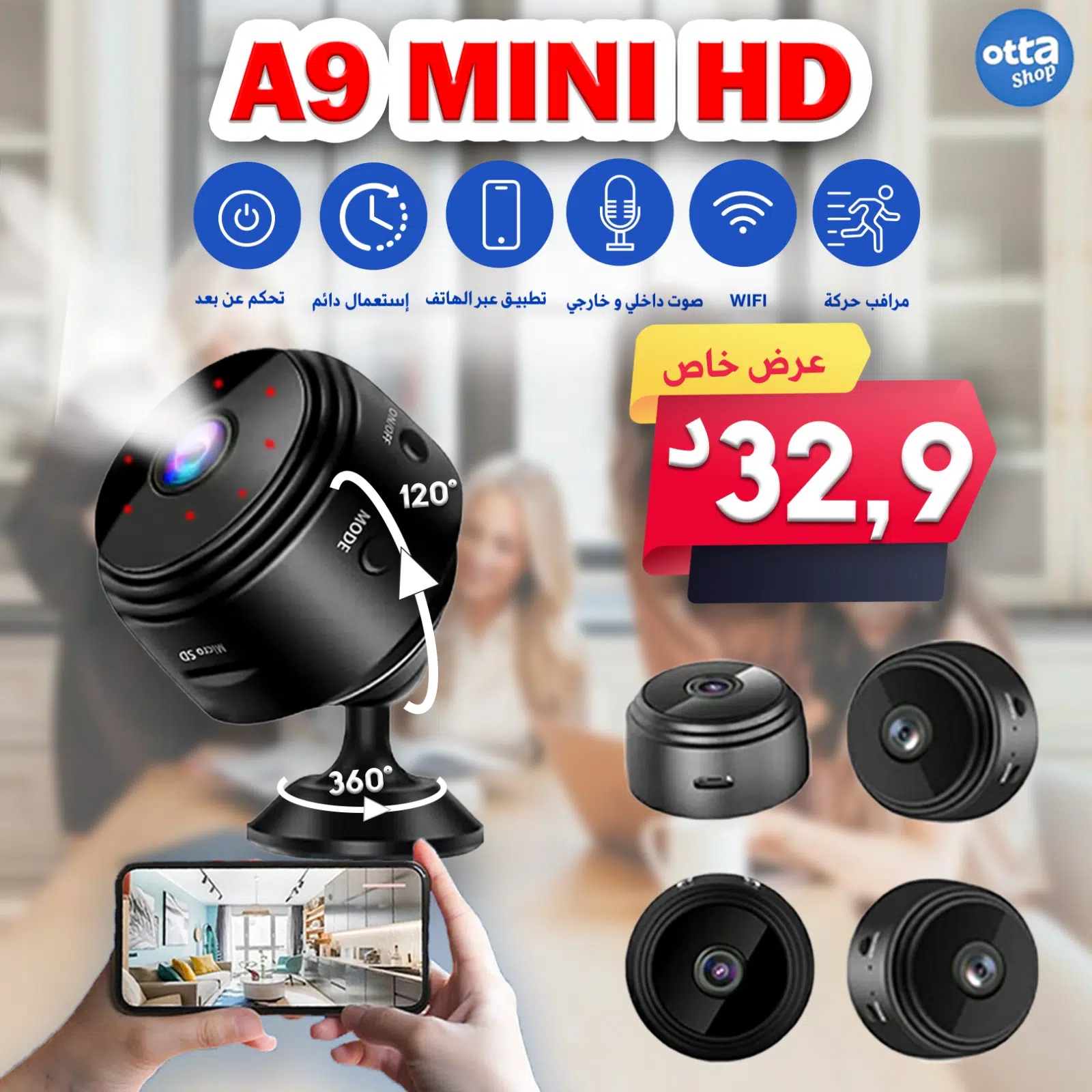 Mini Caméra Surveillance WIFI Full HD A9