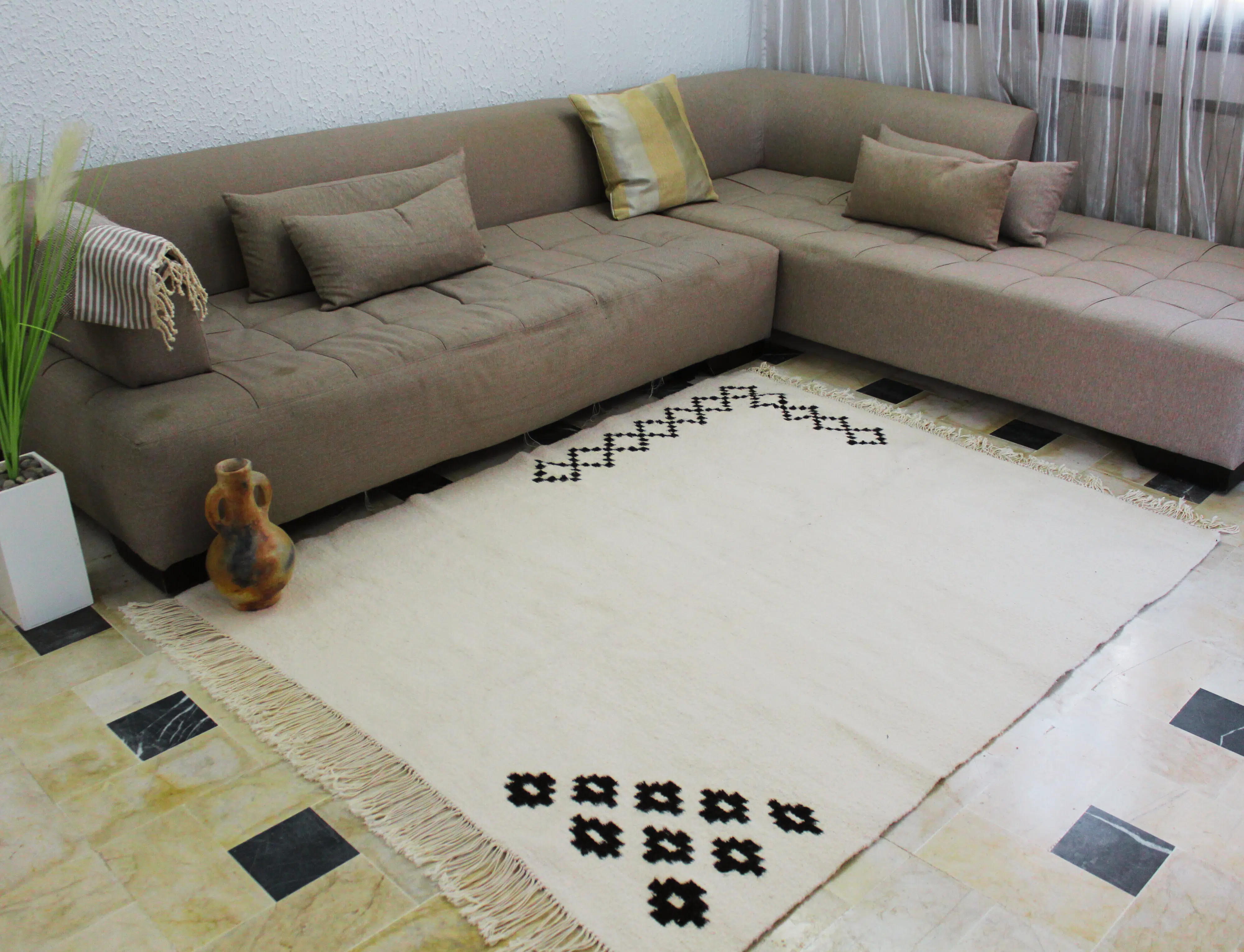 Tapis kilim berbère en laine fait main – 2 m x 1,5 m