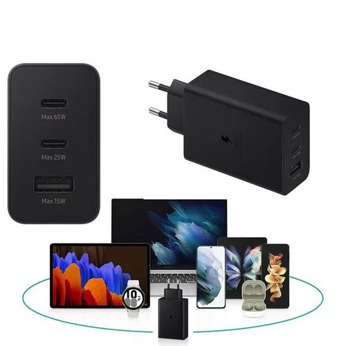 Tete Chargeur vers 2x Type C + USB3 - 65W