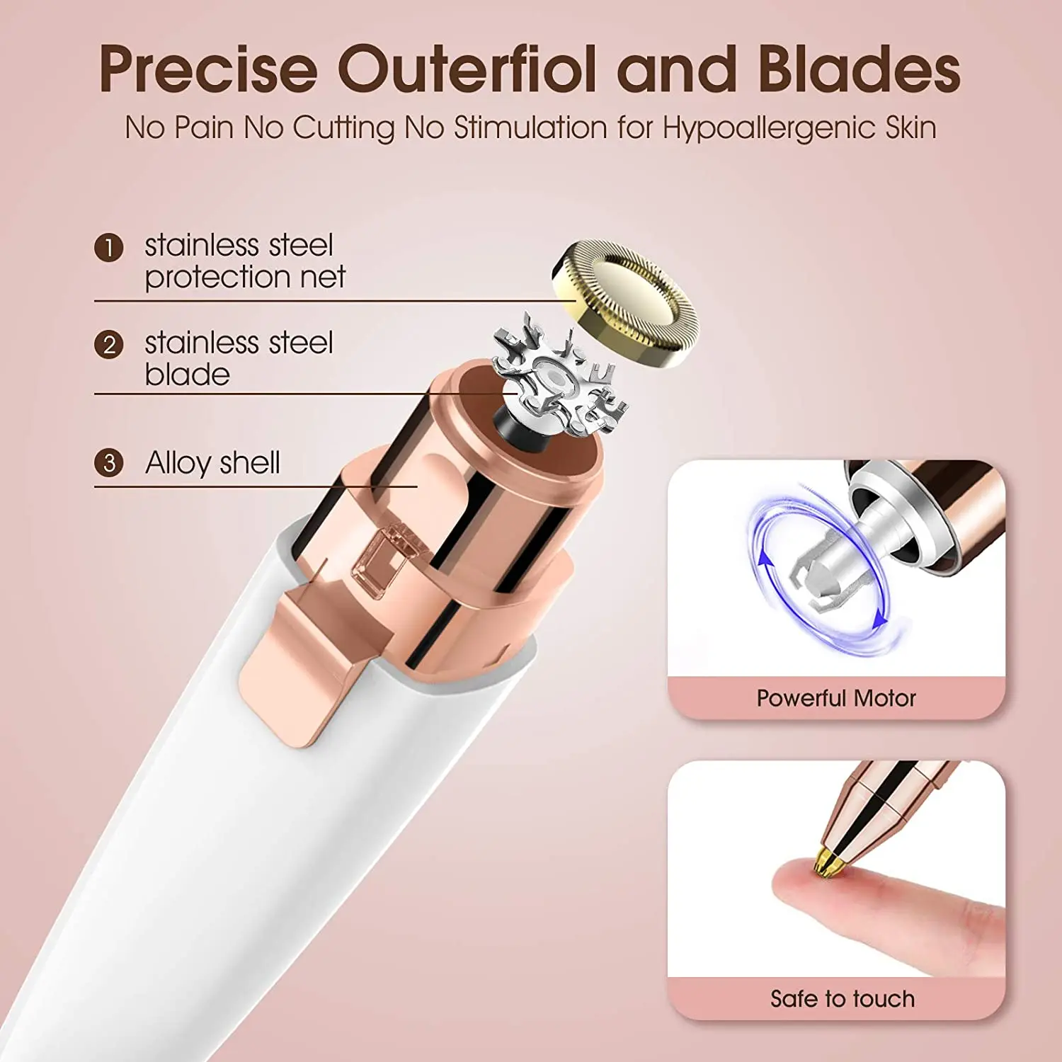 Rasoir pour femme Tondeuse à sourcils électrique 2 en 1