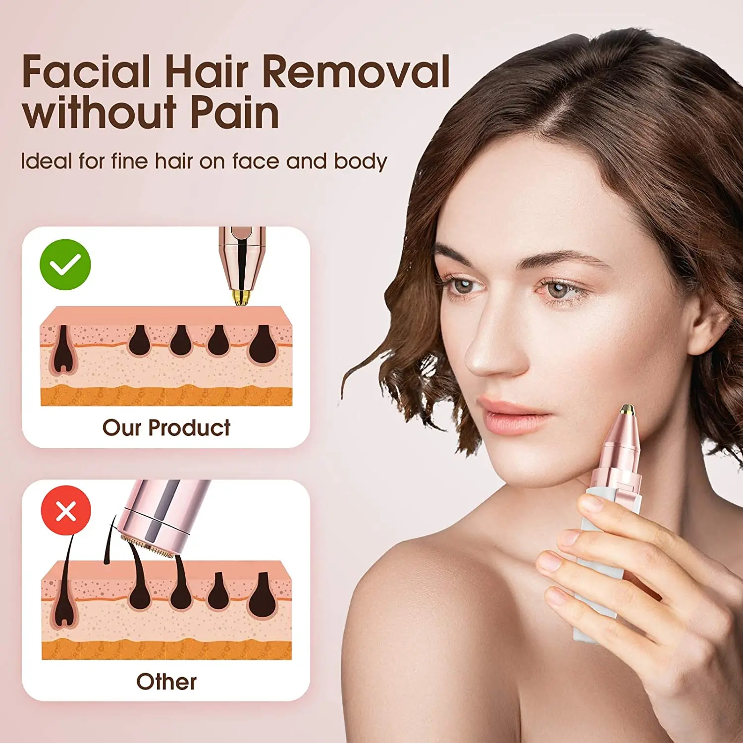 Rasoir pour femme Tondeuse à sourcils électrique 2 en 1