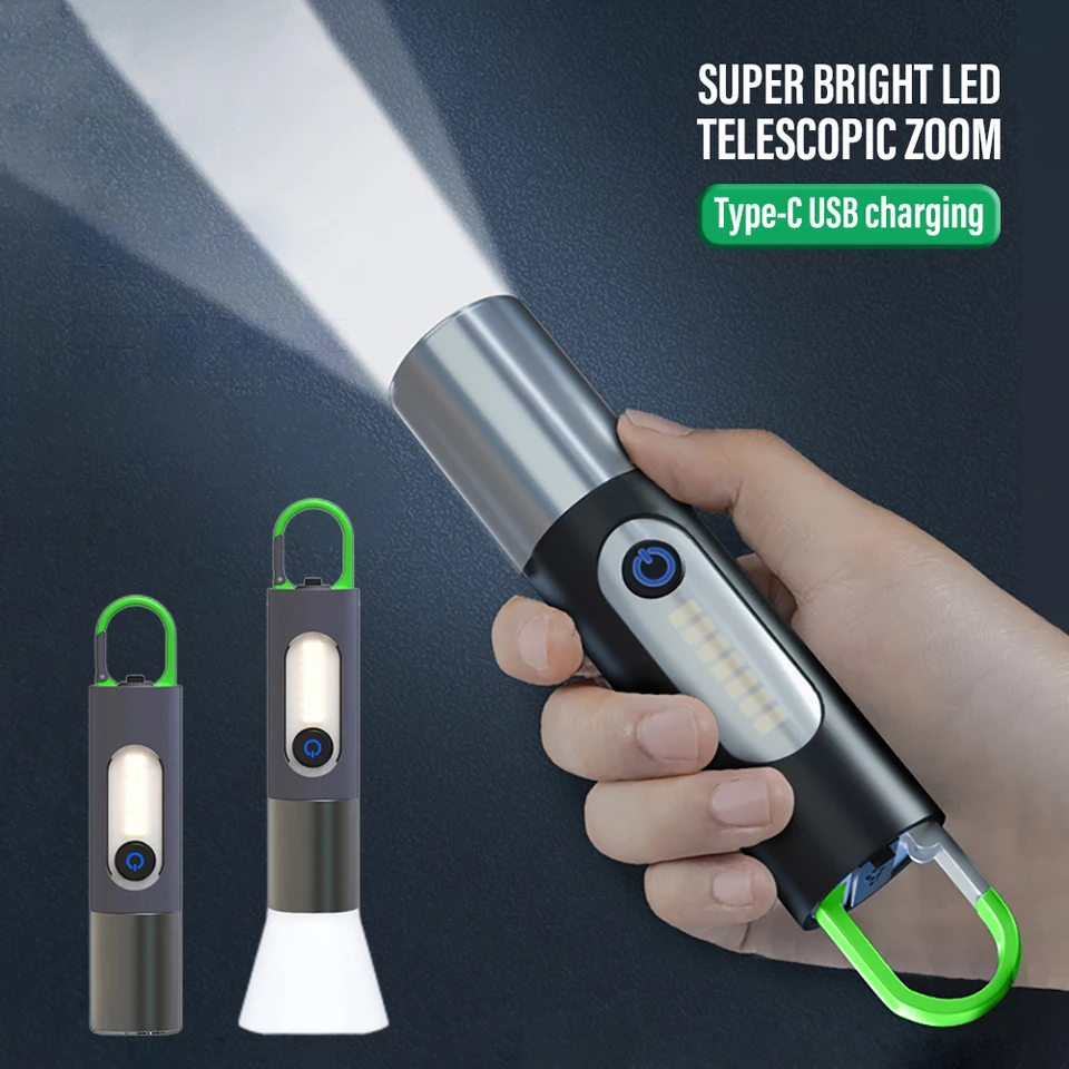 Lampe torche de poche LED multifonctionnelle 4 modes de zoom