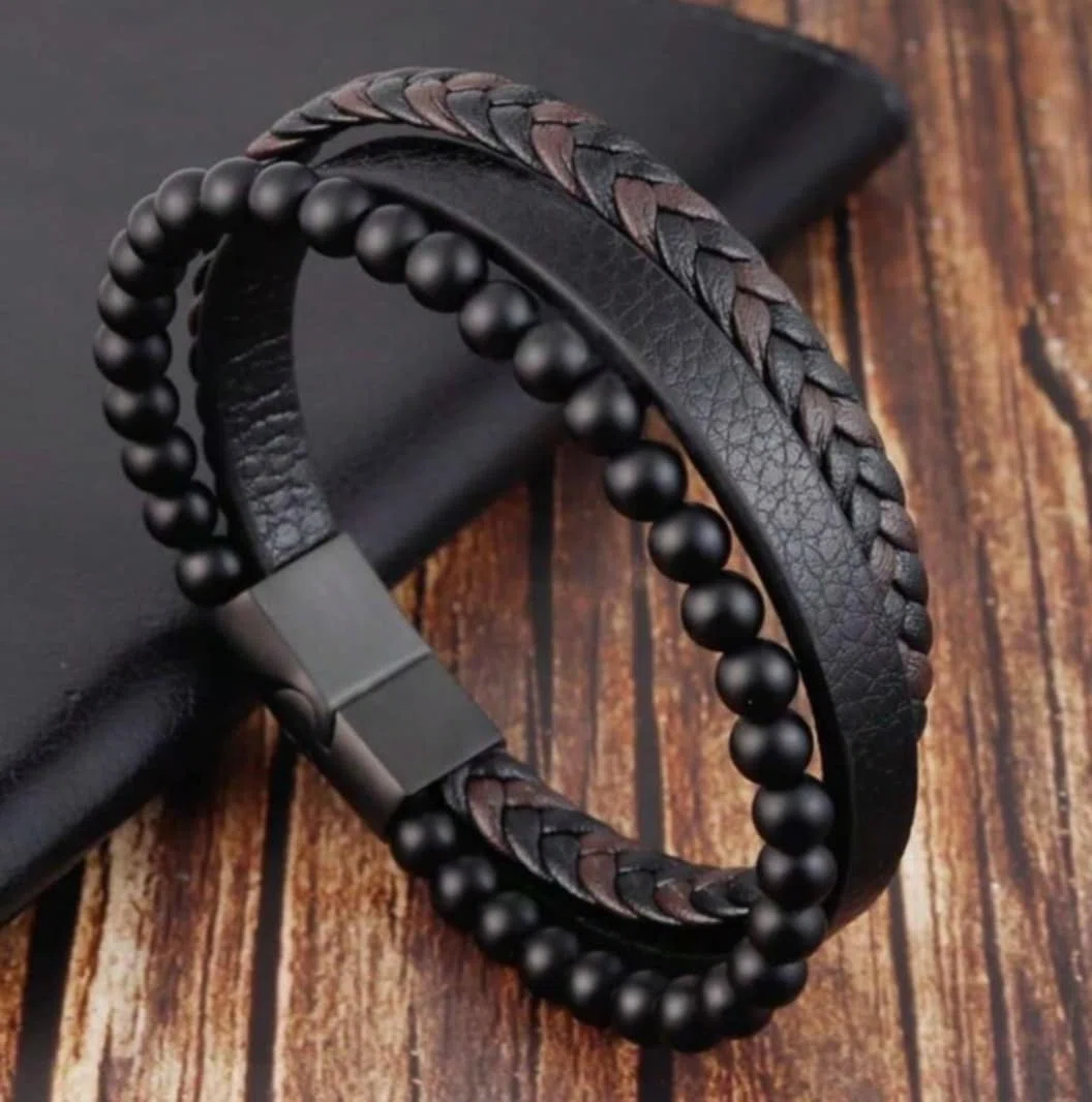 Bracelet triple noir en aimant