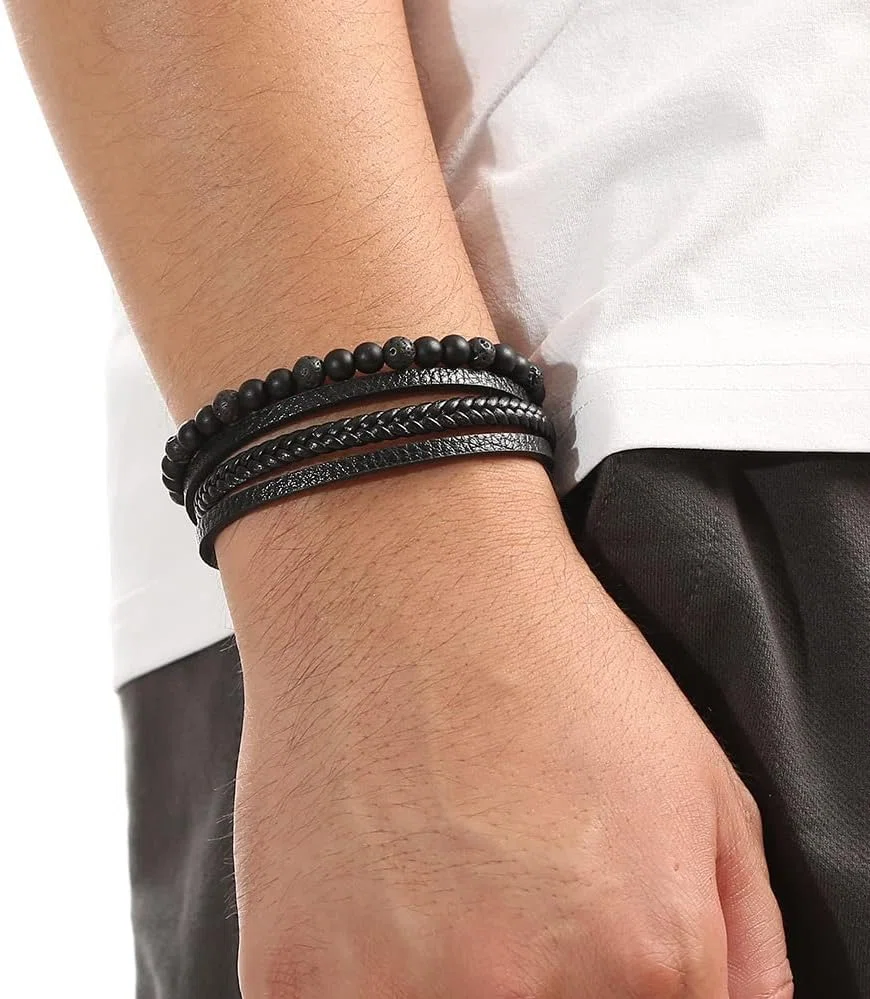 Bracelet triple noir en aimant