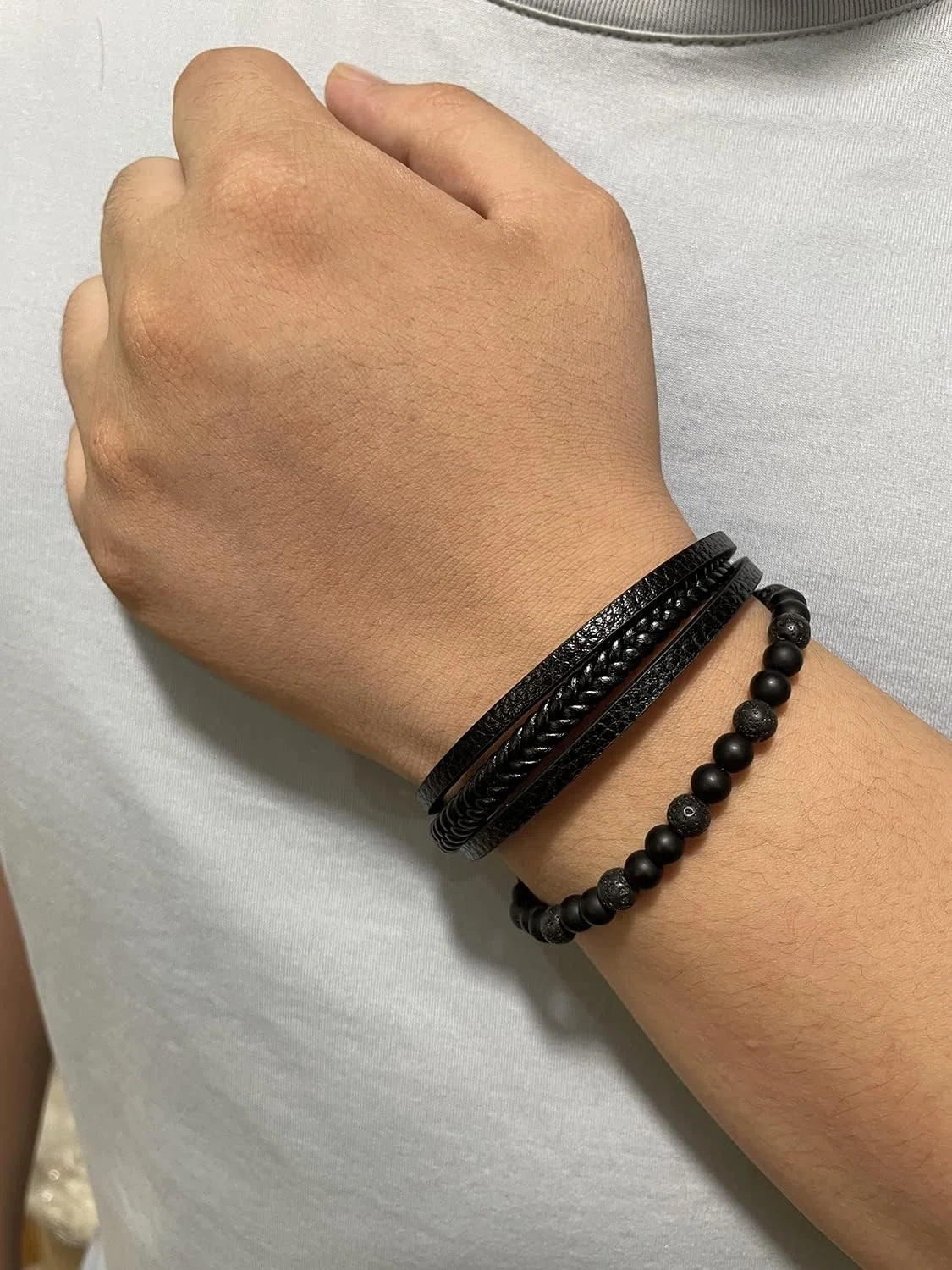 Bracelet triple noir en aimant