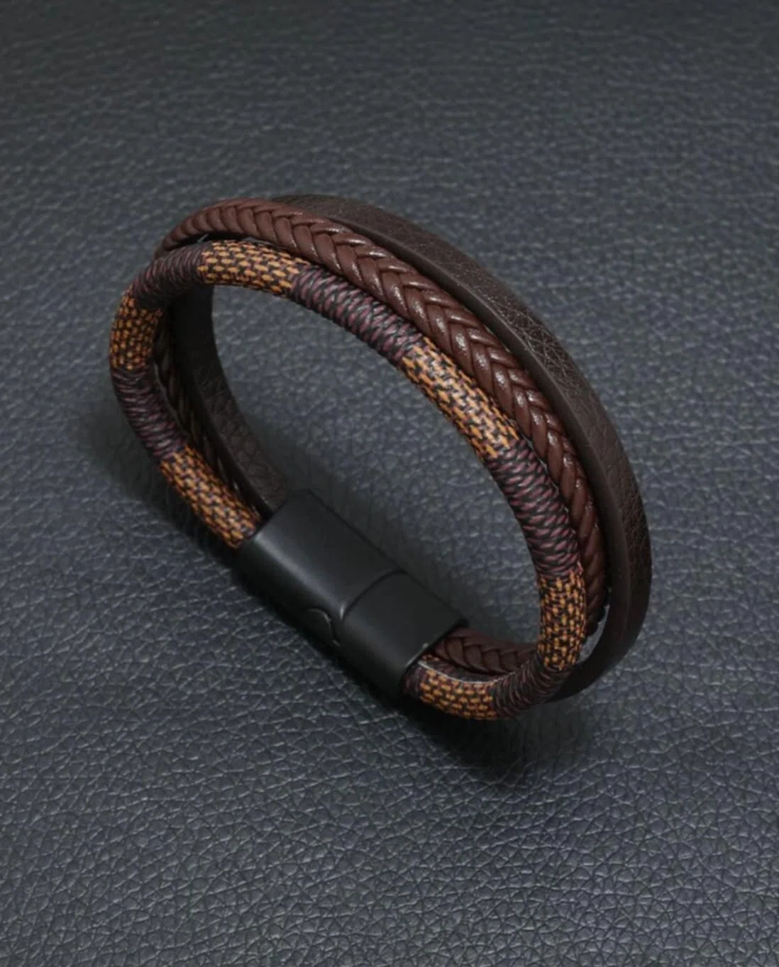 Bracelet triple pour homme aimant et en acier inoxydable
