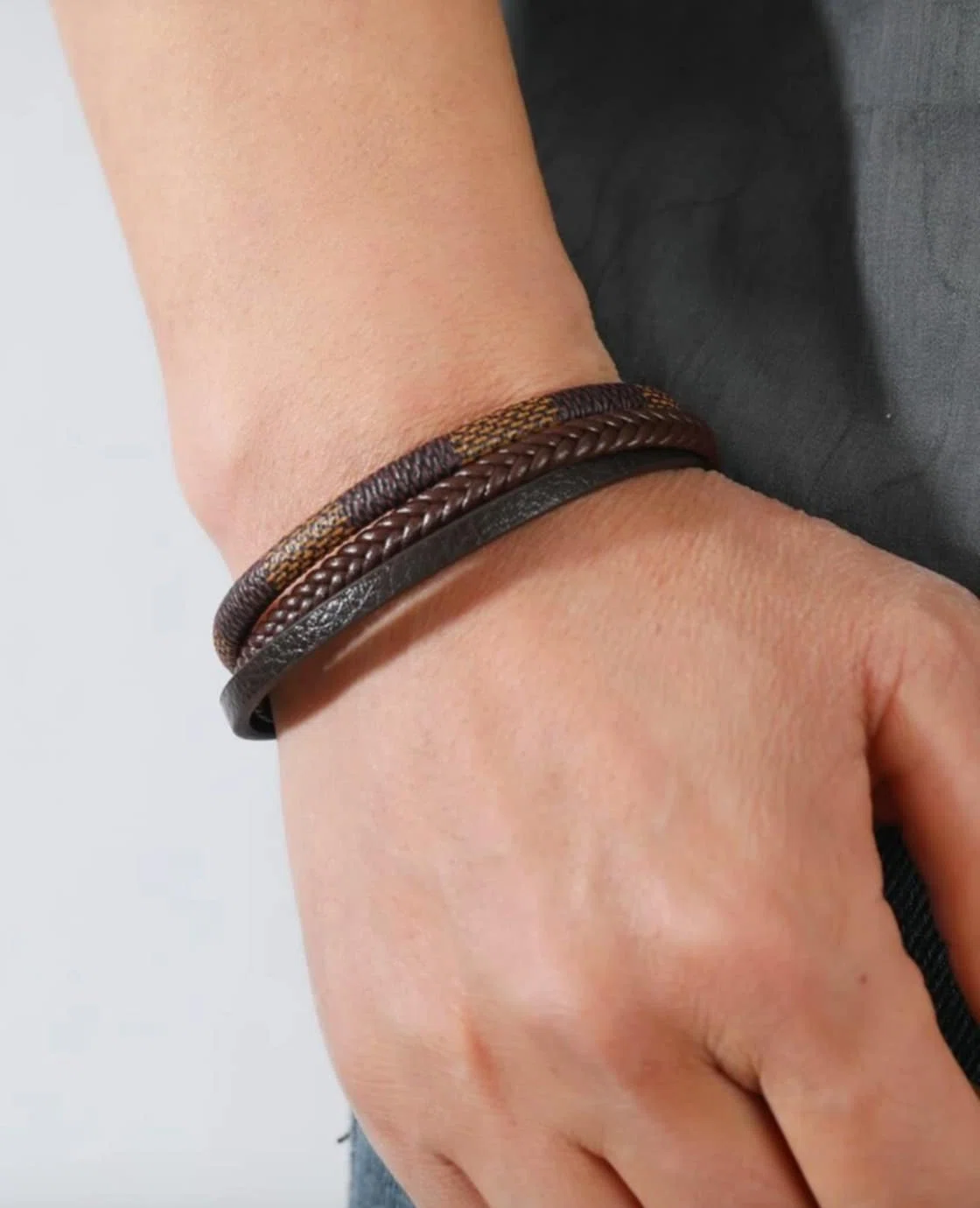 Bracelet triple pour homme aimant et en acier inoxydable