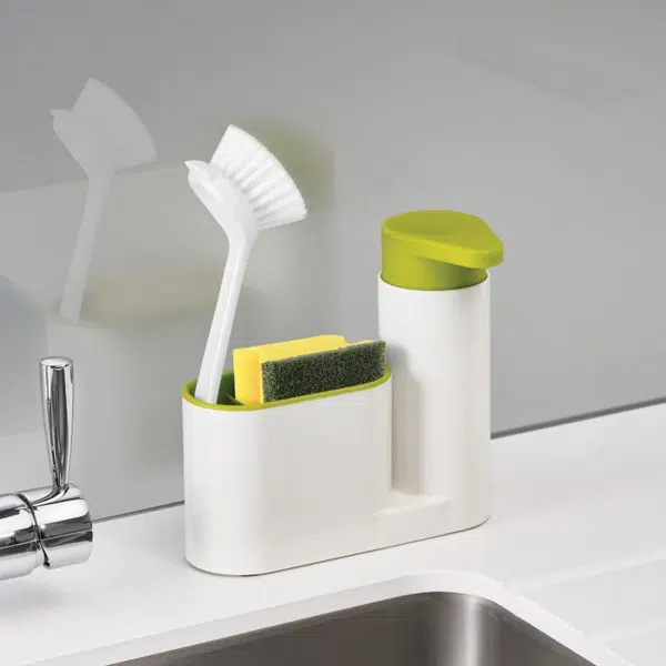 DISTRIBUTEUR DE SAVON AVEC PORTE ÉPONGE