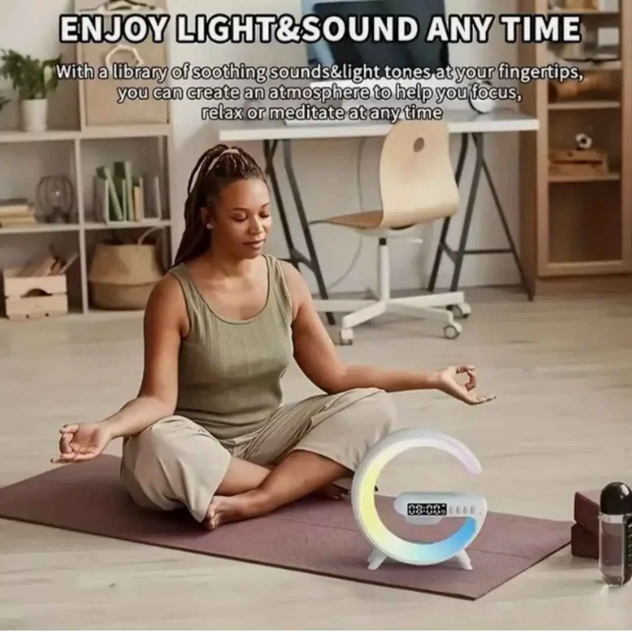 Smart Light Sound Machine 5 In 1 ( ساعة + منبه + إضاءة + مكبر صوت + شاحن لاسلكي )