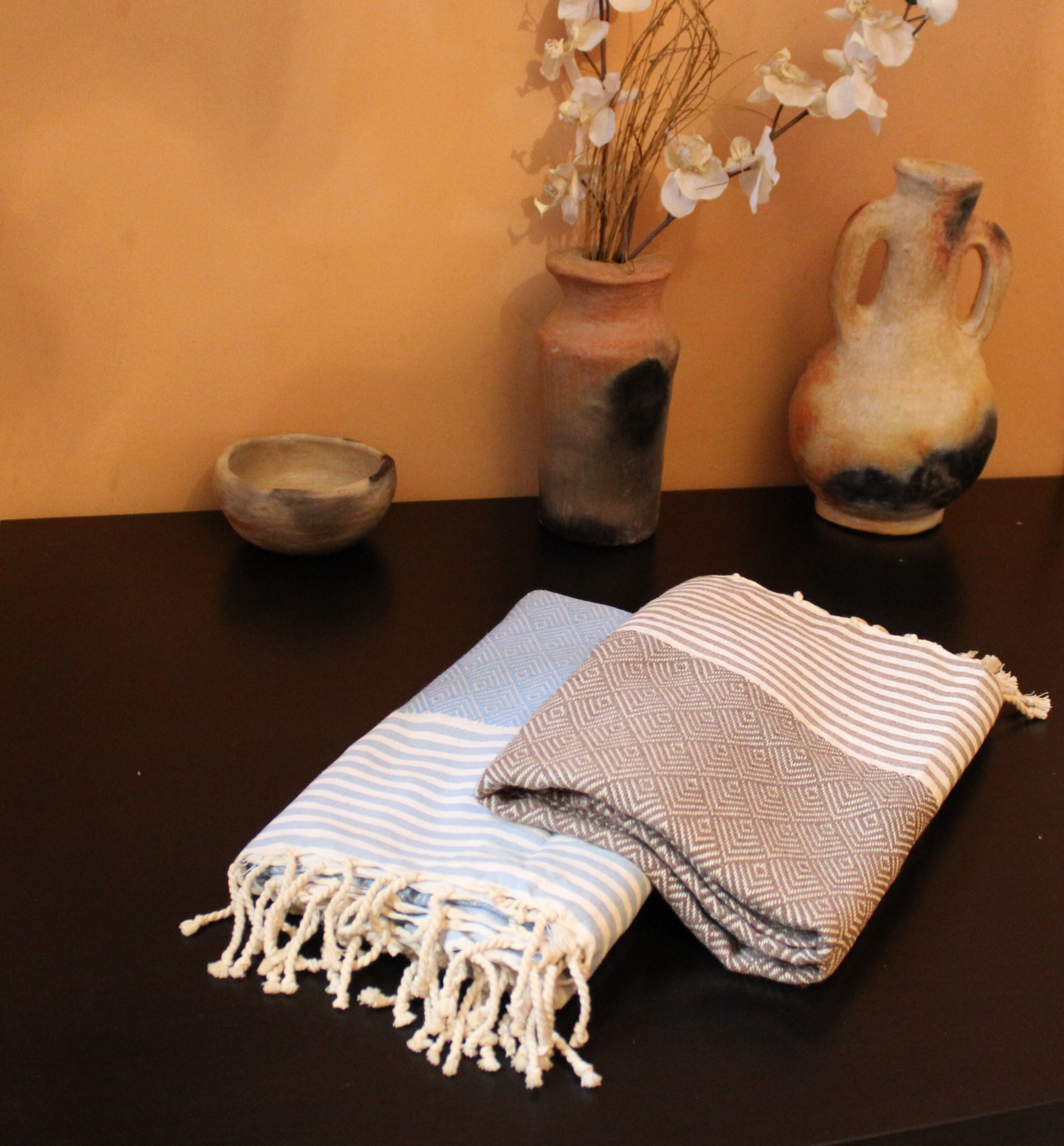 Fouta jacquard 100% coton – Élégance & confort
