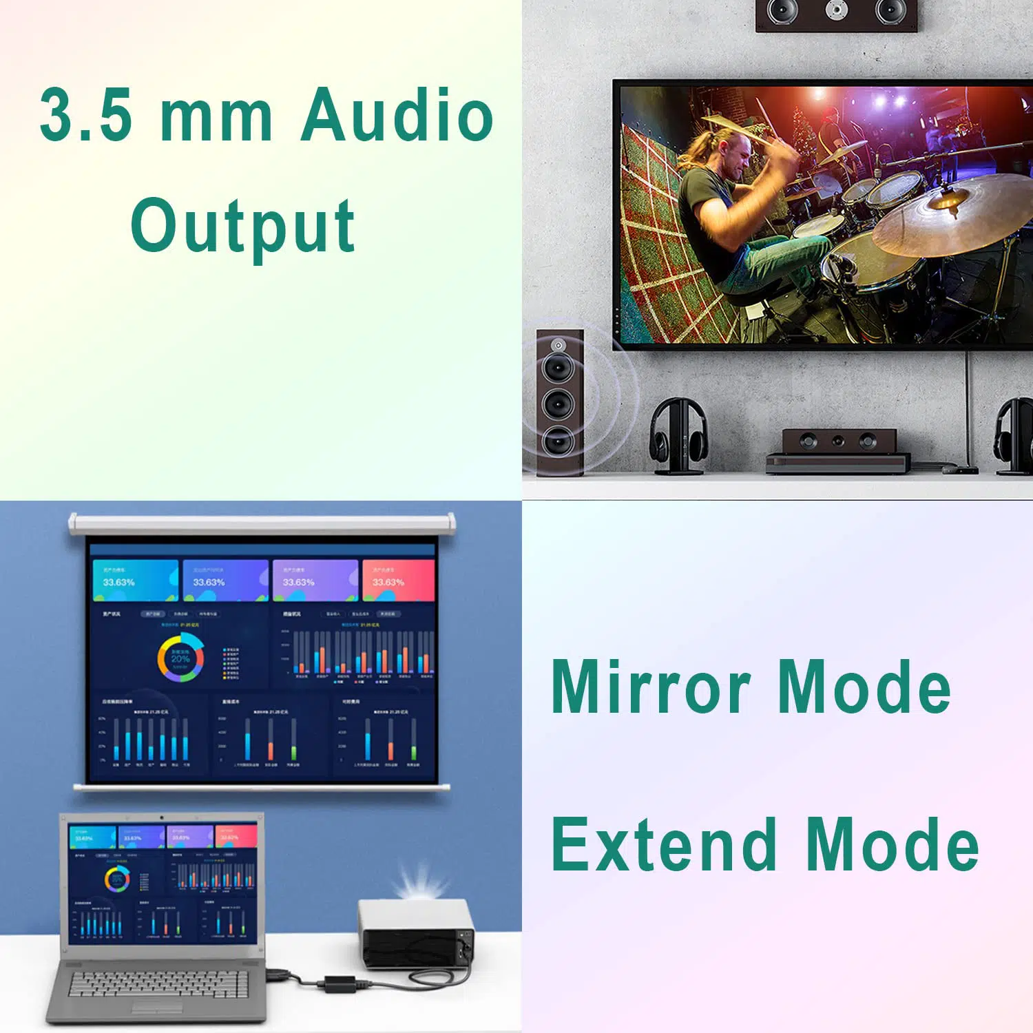 Adaptateur Vga  Vers Hdmi Avec audio - Noir