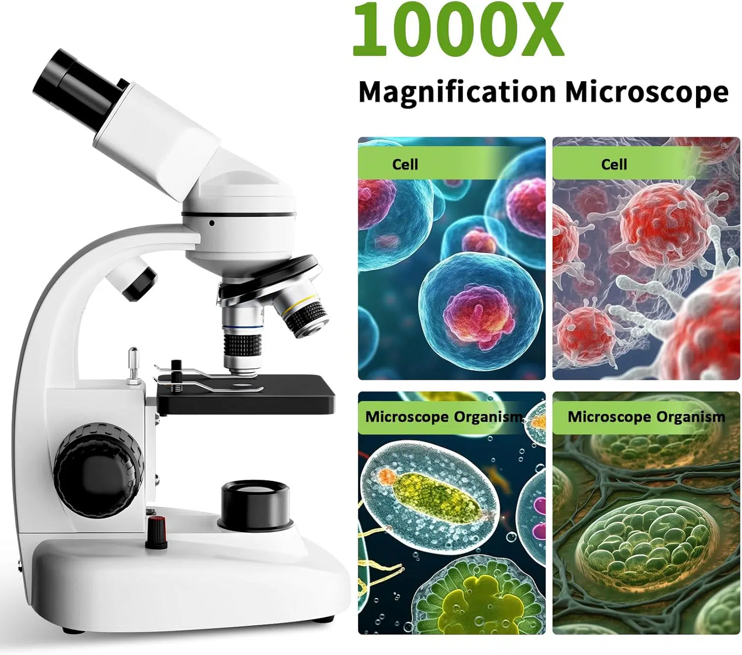 Microscope binoculaire LED USCAMEL EM‑305 40×‑1000× (jusqu’à 2500×) – oculaires 10×/25×