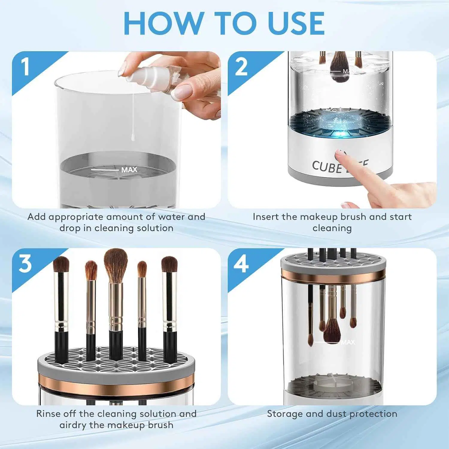 Machine de nettoyage de brosse de maquillage électrique  |جهاز تنظيف فرش المكياج