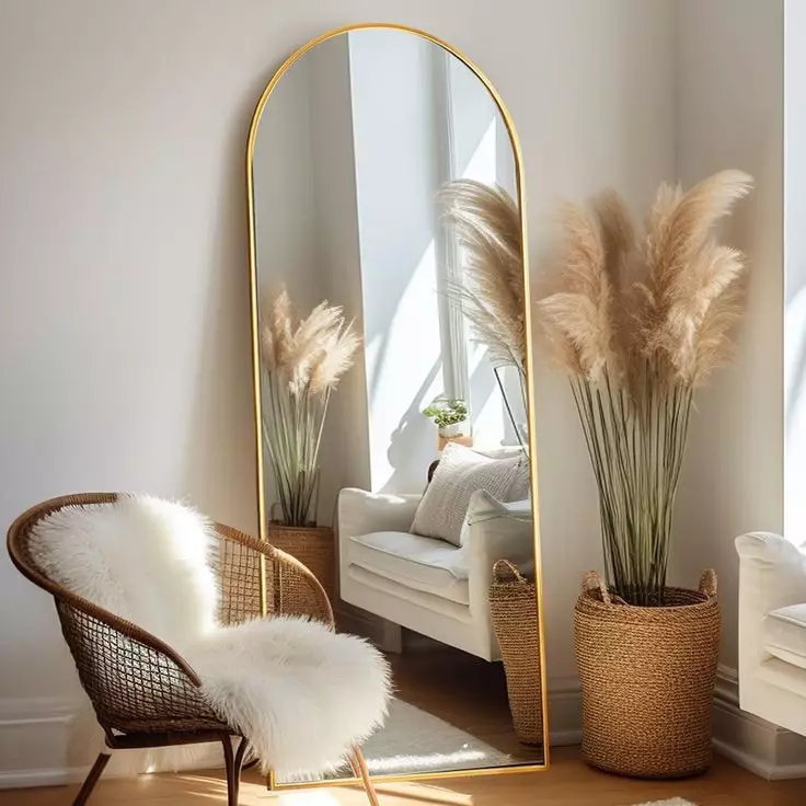 Miroir Arqué 170x70 cm – Cadre en Aluminium Dore