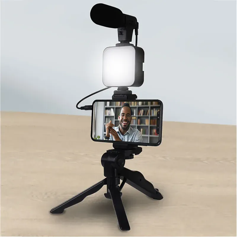 Kit Vidéo Trépied Avec Microphone et Lumière Avec Télécommande