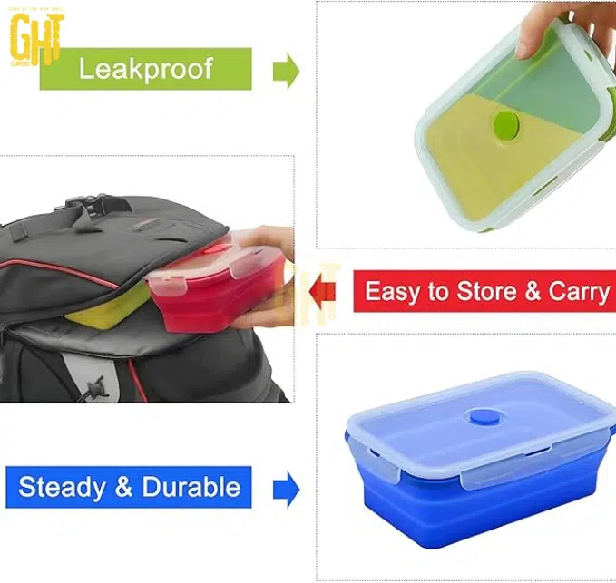 Set de 4 Boîtes Alimentaires Pliables en Silicone