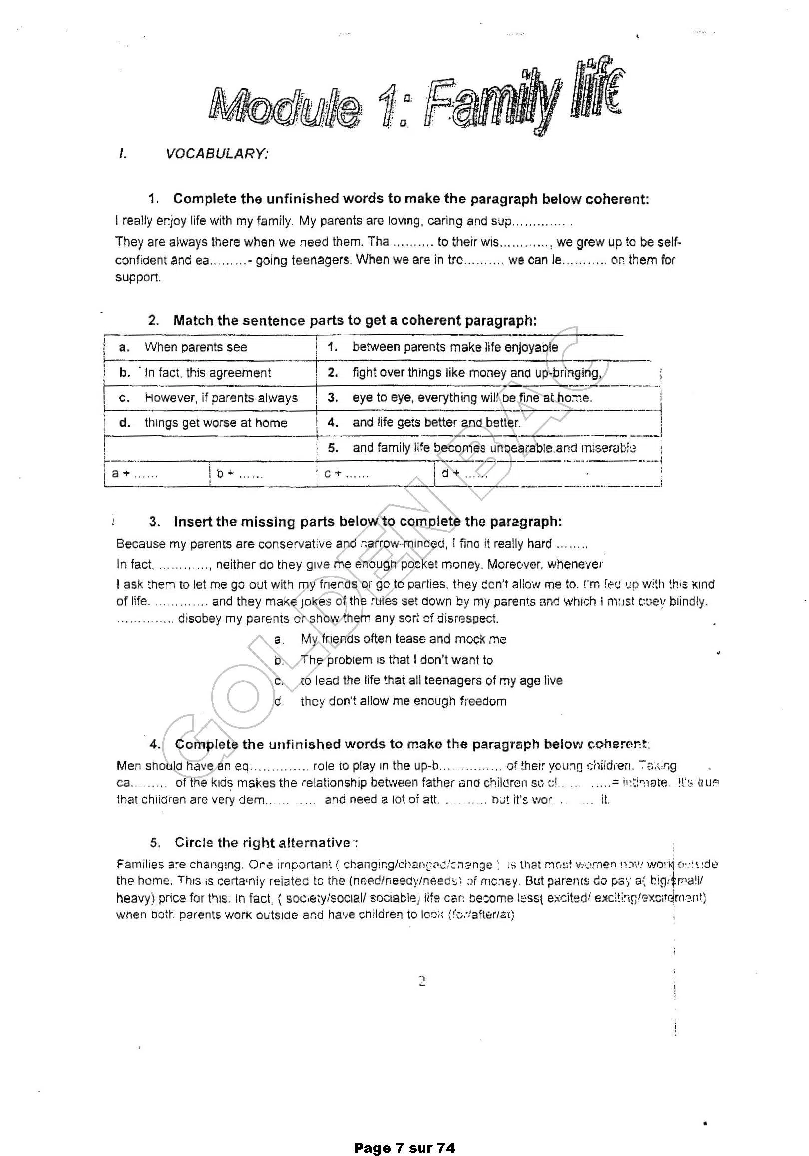 Anglais - tout lannée- 9ème année