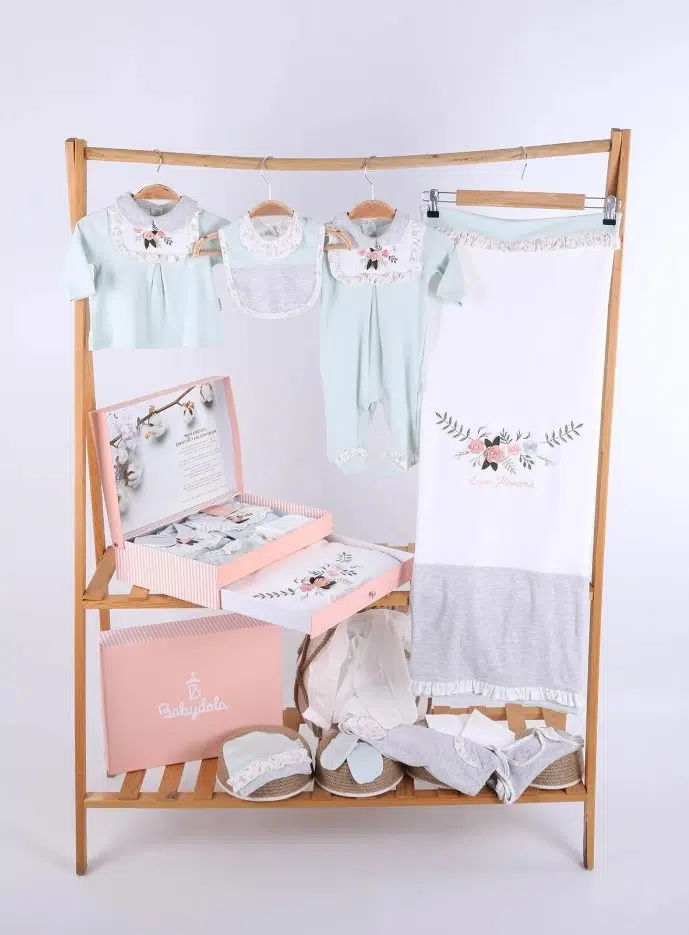 Coffret Naissance 10 pièces – 100% Coton – Vert Pastel – Réf 12534