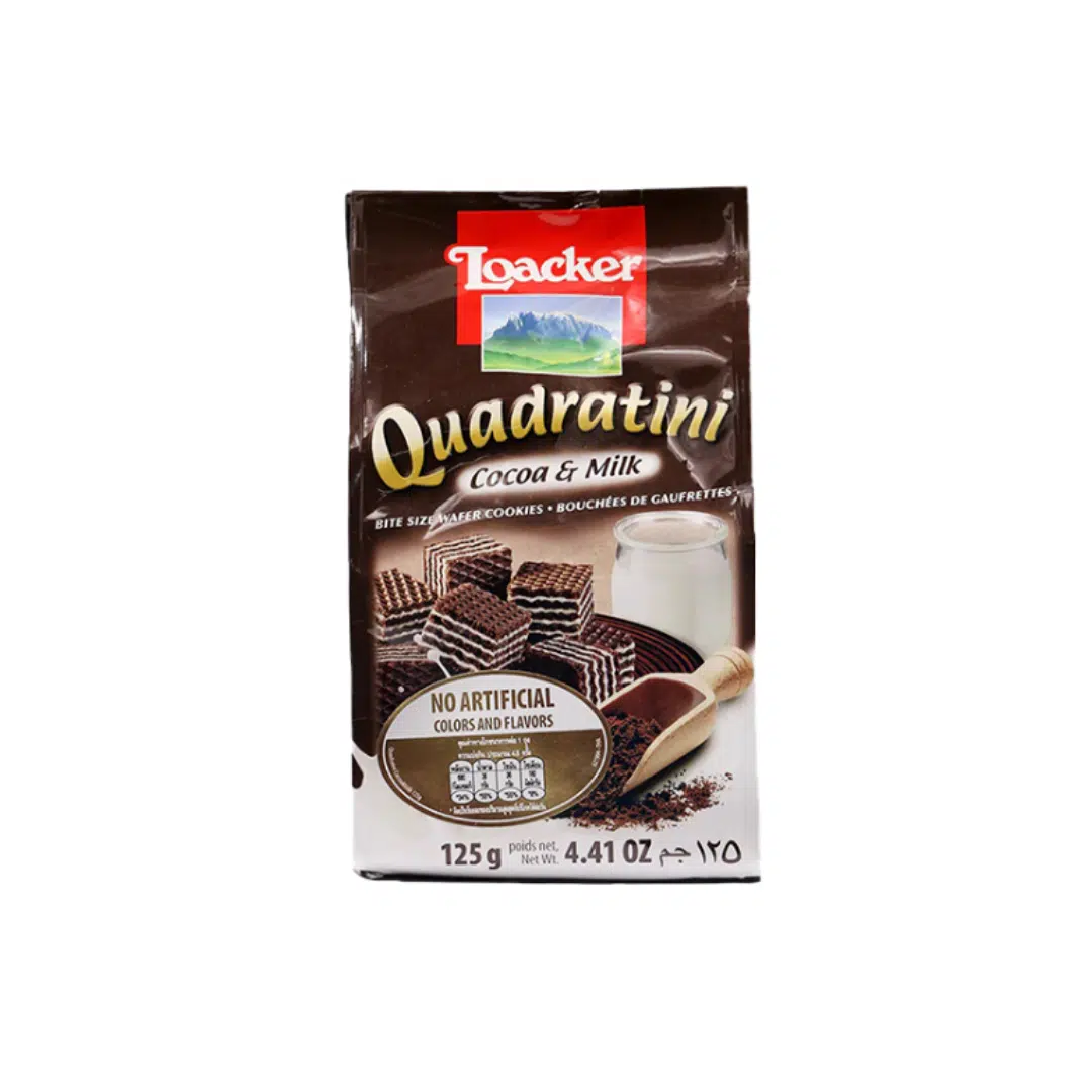 BISCUIT QUADRATINI CACAO MILK 120 GR LOACKER