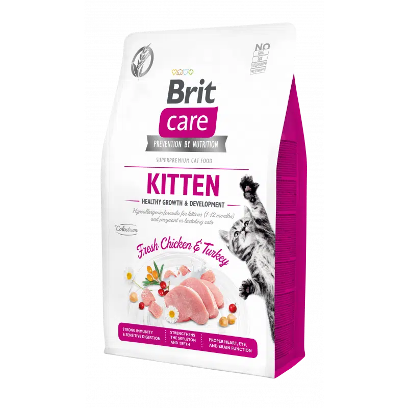 CROQUETTE POUR CHAT Brit Care Kitten au Poulet pour Chaton Sans Céréales 2 KG