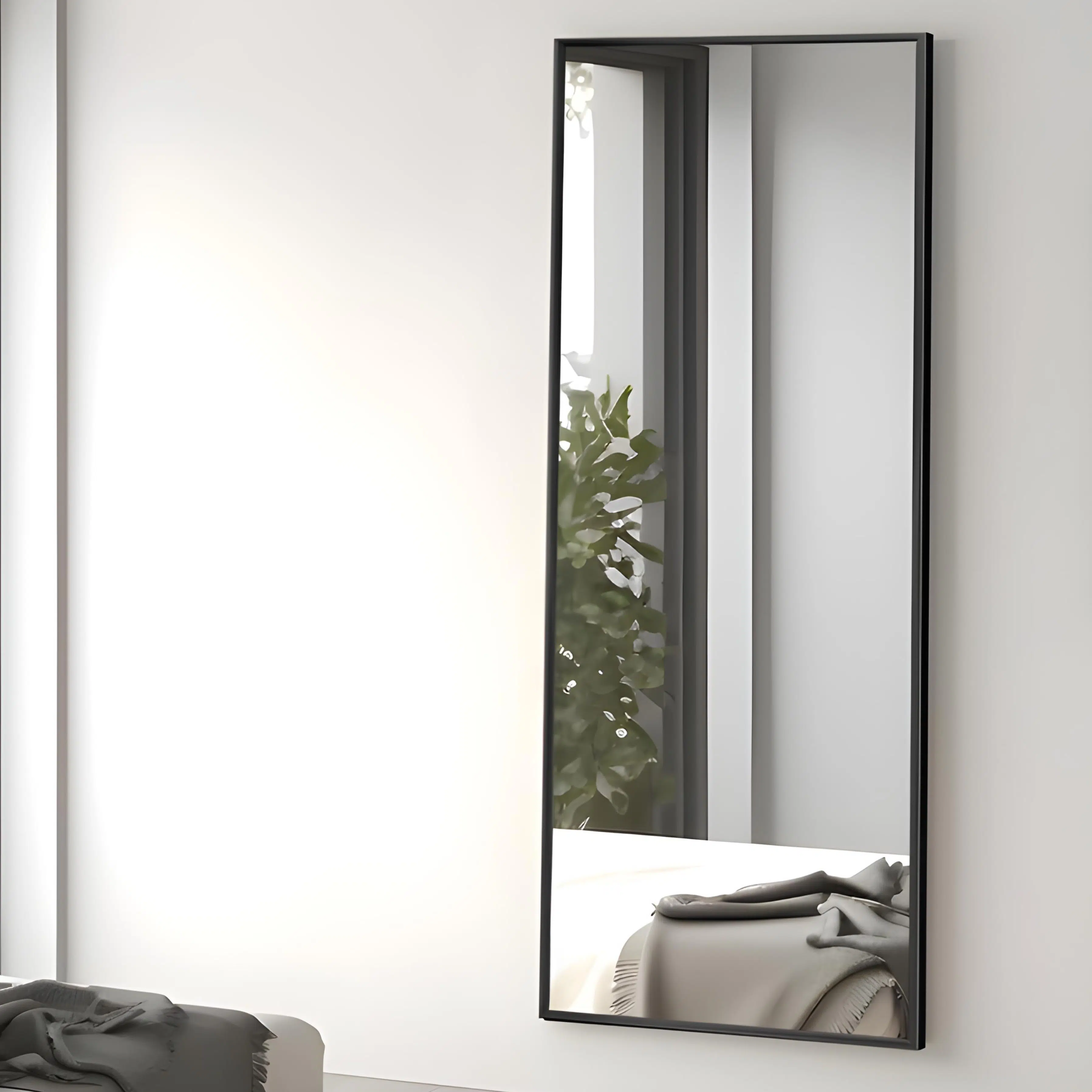Miroir Rectangulaire Pleine Hauteur – Cadre en Métal Noir