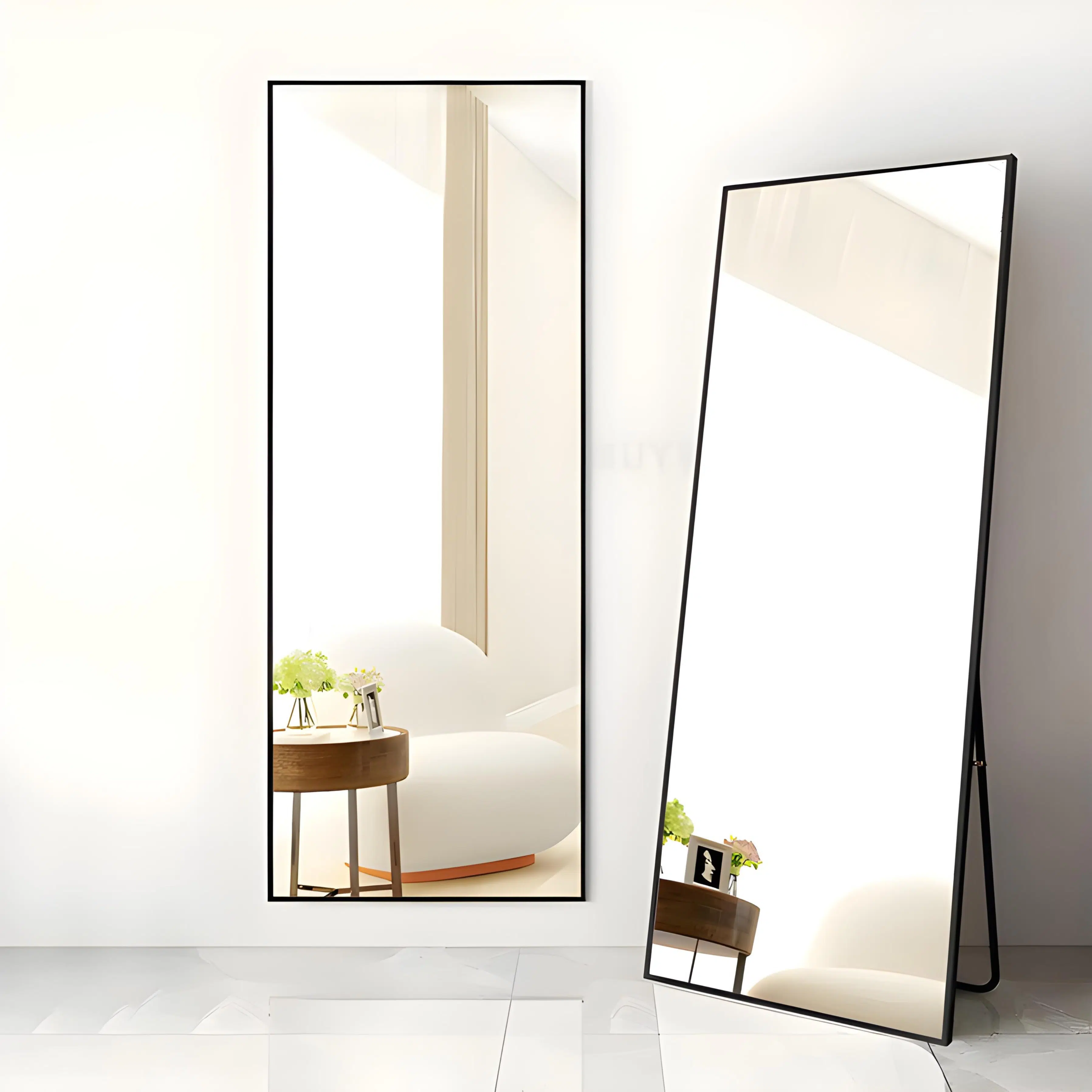 Miroir Rectangulaire Pleine Hauteur – Cadre en Métal Noir