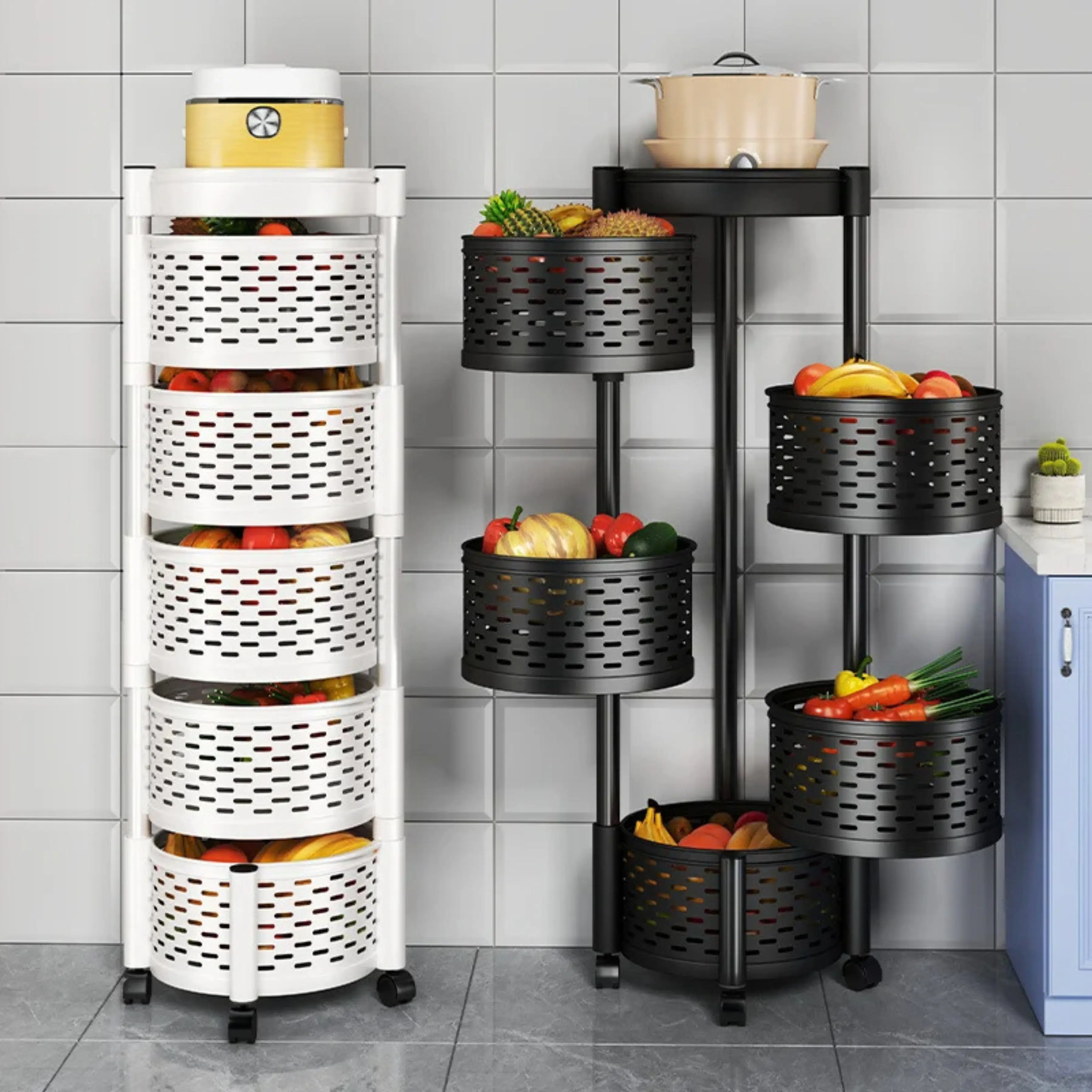 Porte Légumes Blanc à 5 Paniers Multi Usages