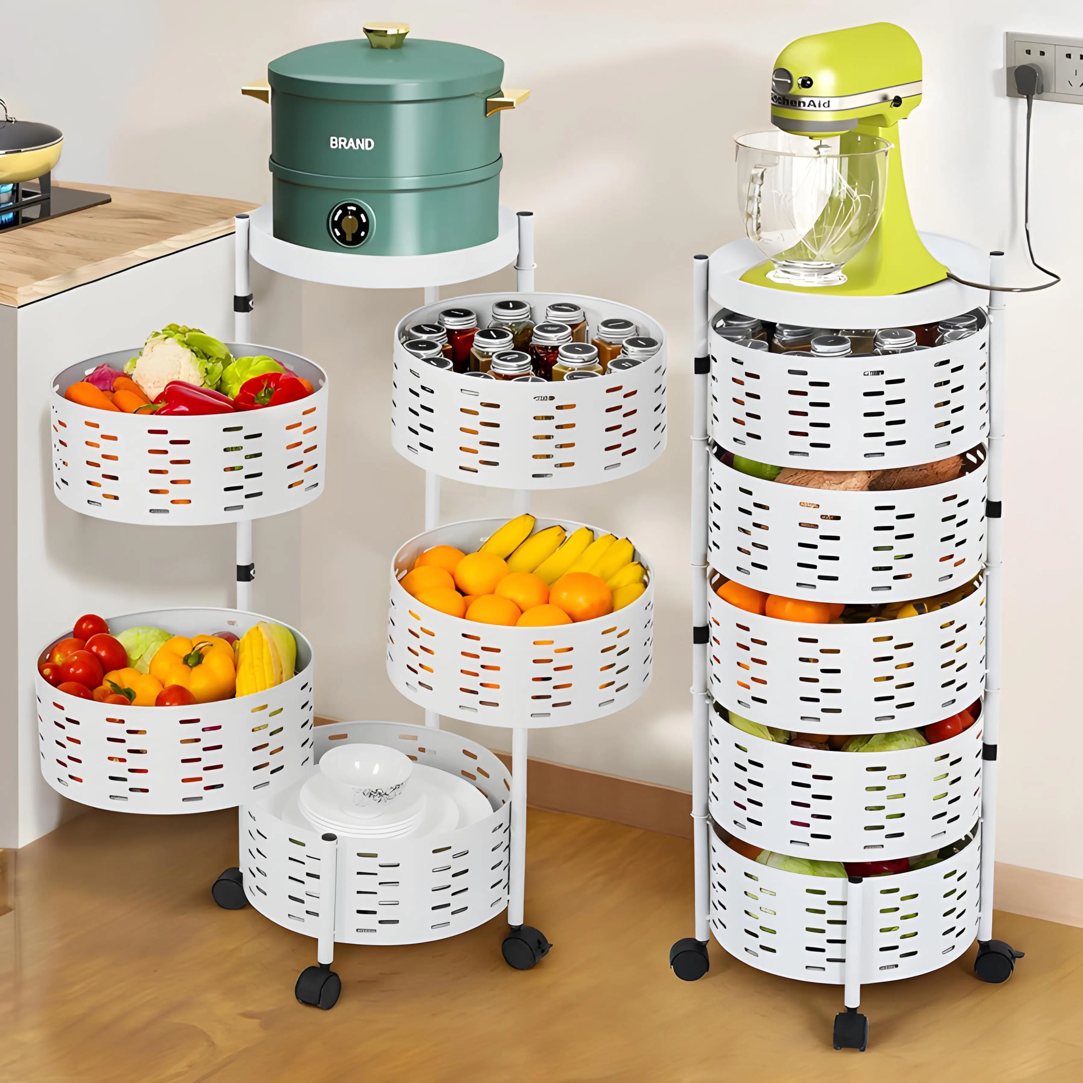 Porte Légumes Blanc à 5 Paniers Multi Usages